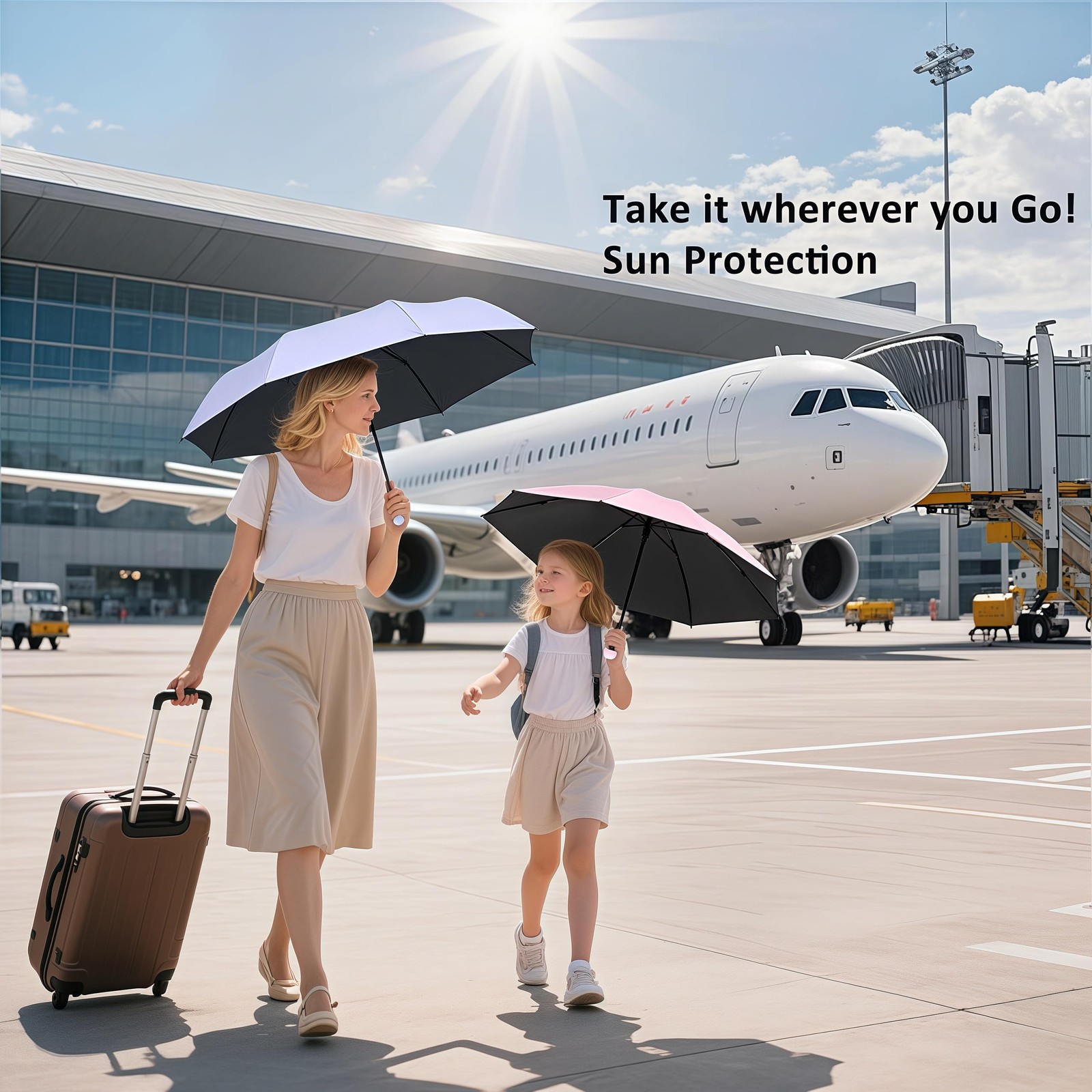 Travel Essentials Mini Umbrella for Purse With Case Small Compact UV Sun Prot...