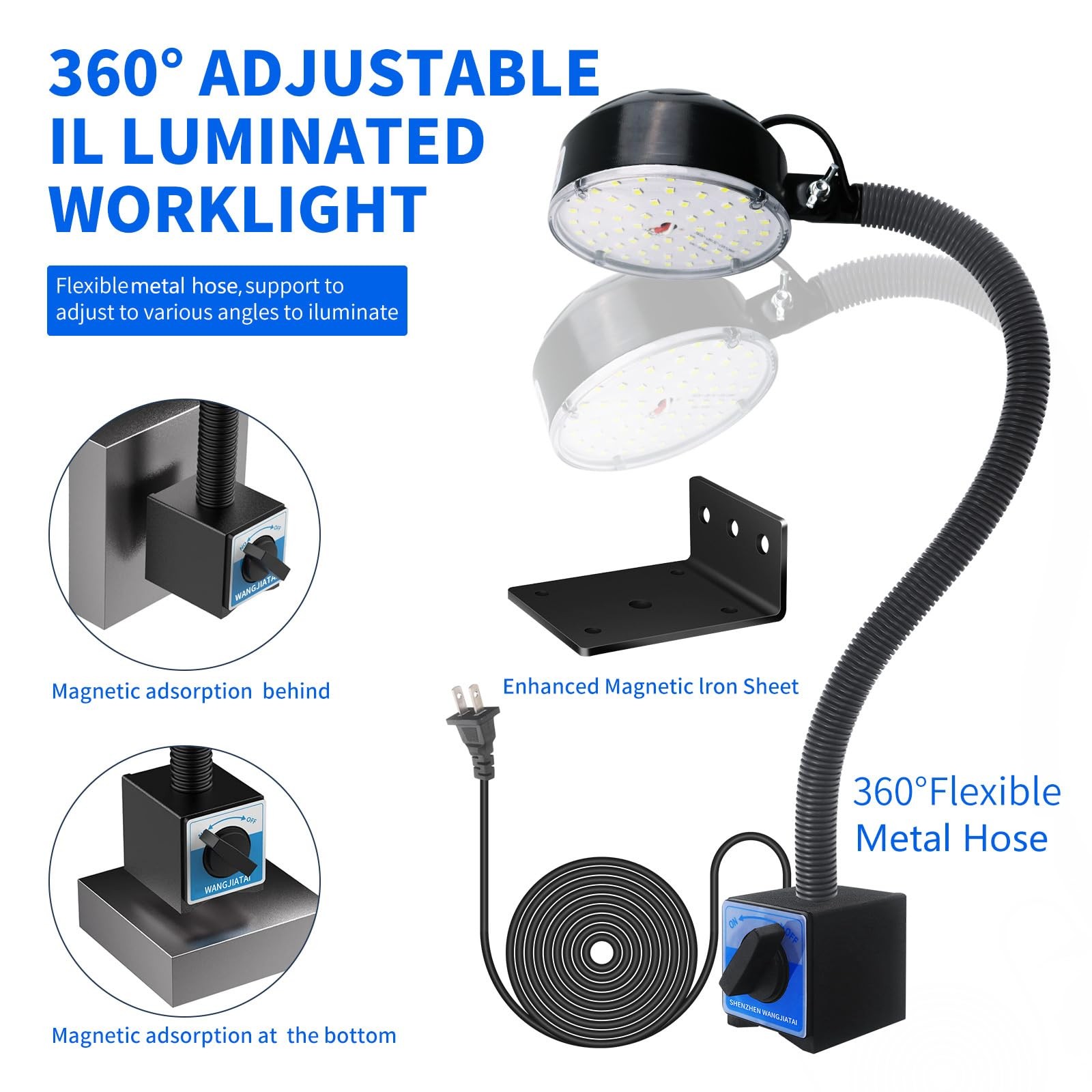 WangJiaTai Magnetic Work Light, LED Machine Light with 1, Black
