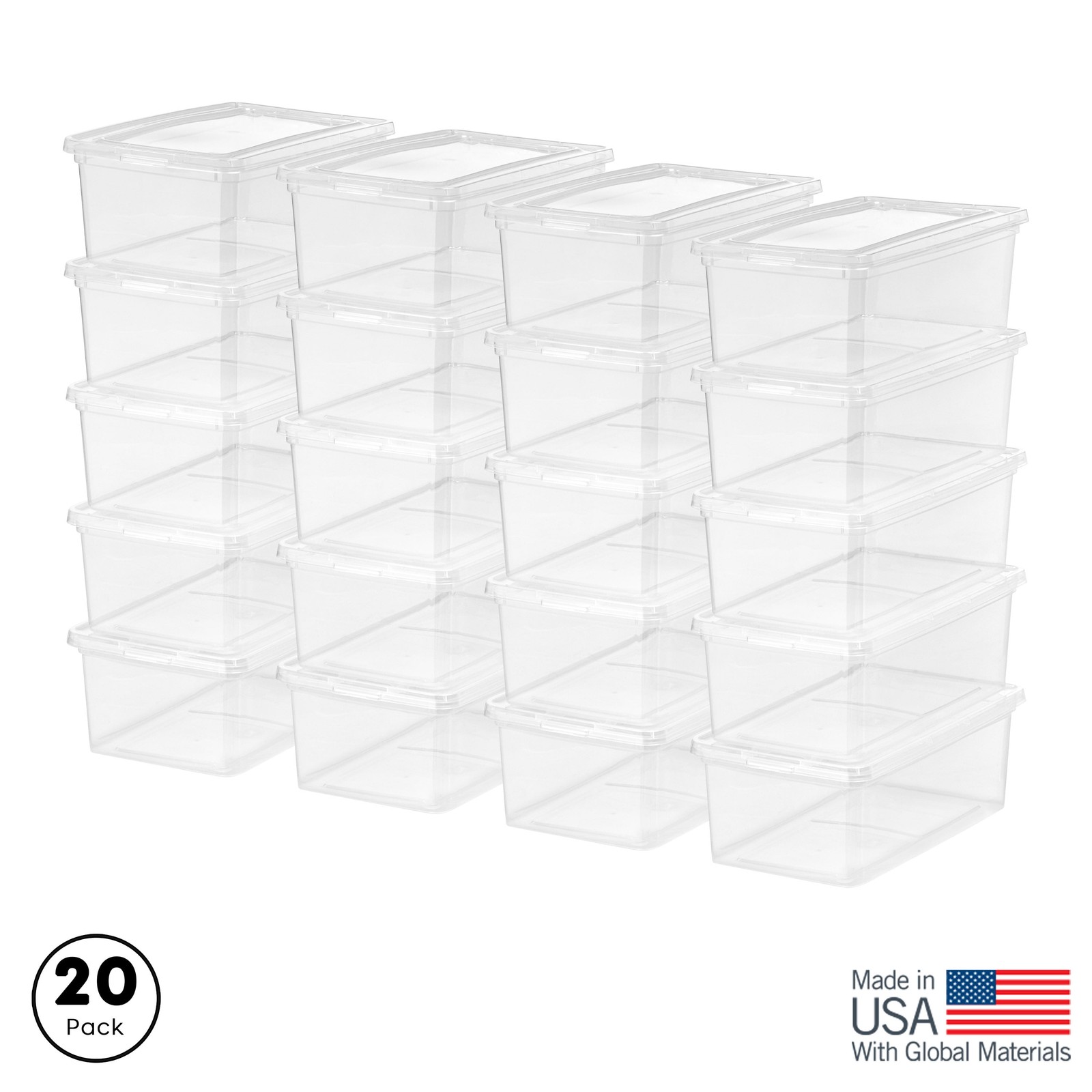 Stackable Plastic Storage Bins with Lids Clear Storage Containers Organizer Boxe