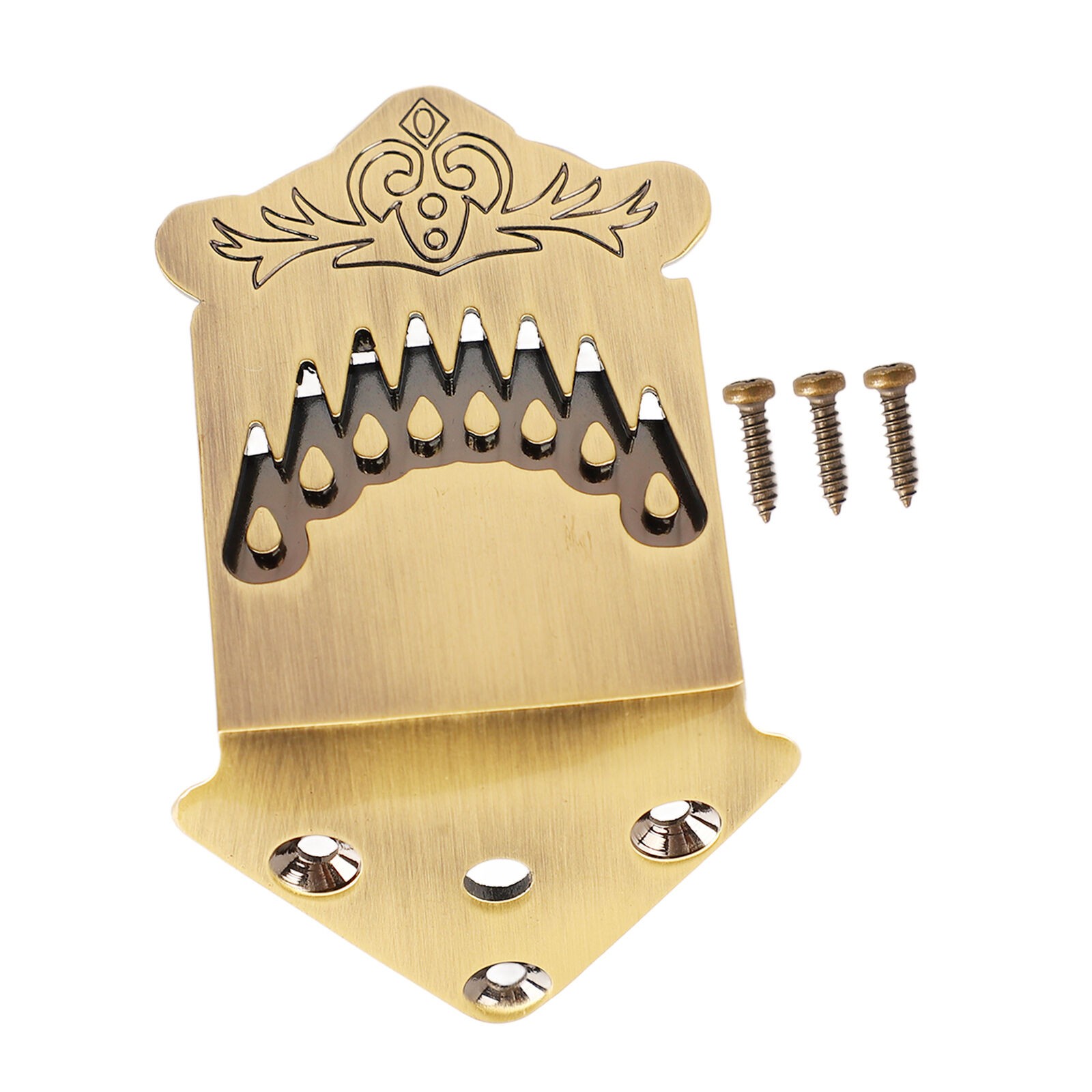 Lightweight 8 String Mandolin Tailpiece Feather Pattern Metal Bronze Mandolin