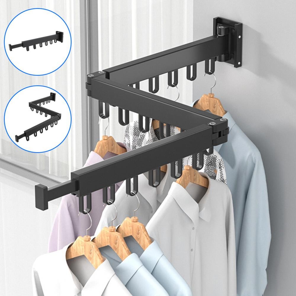 Clothes Drying Rack Wall Mounted Foldable Dryer line Airer Indoor Outdoor ╏