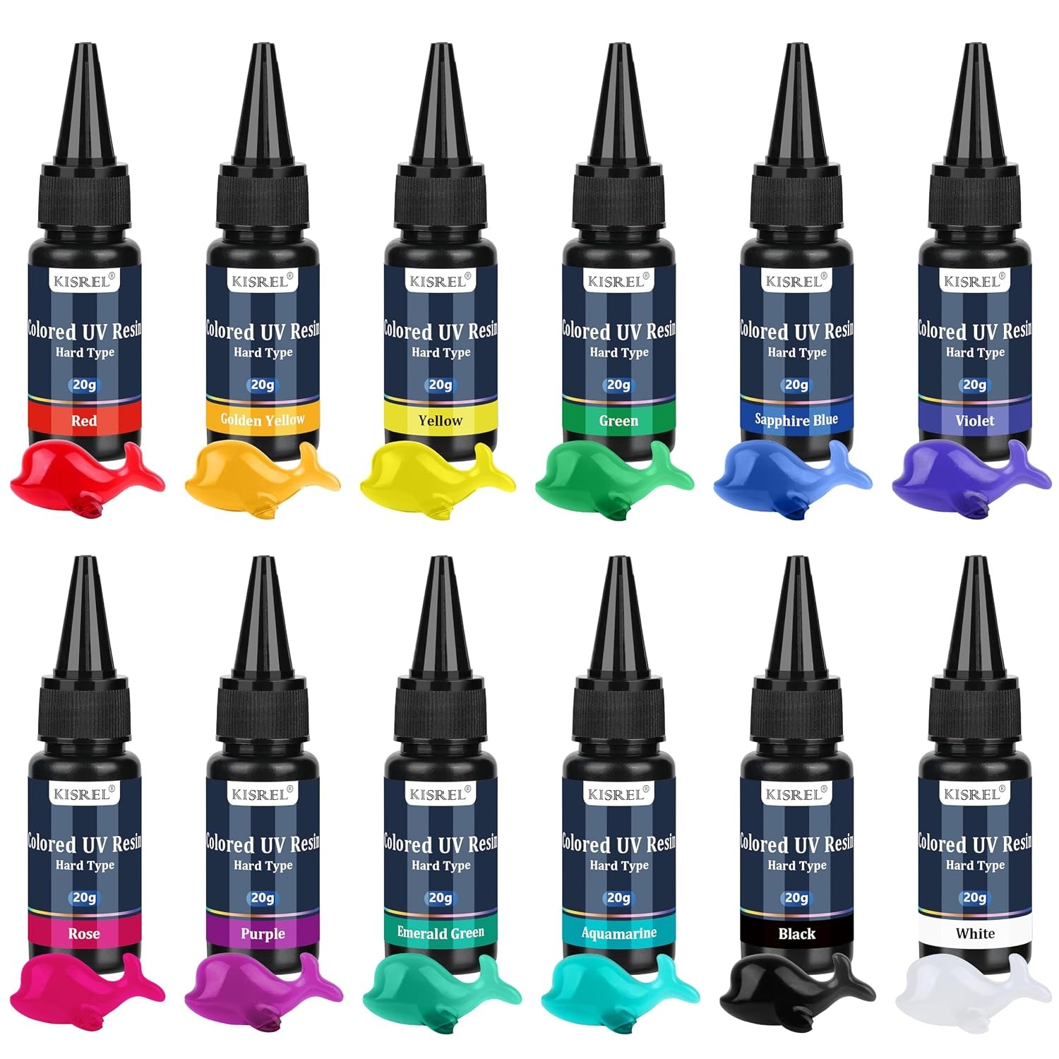 KISREL 12 Colors UV Resin Kit 240g Transparent Colored Resins Rigid UV Art