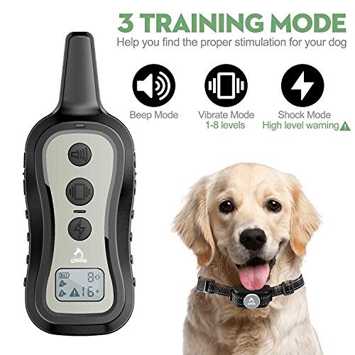 Dog Training Collar Shock Collar with Remote - 3 Training Modes, Light grey