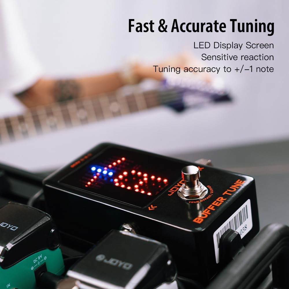 JOYO Buffer & Tuner Guitar Pedal, ±1 Cent Accuracy with LED Display & Black