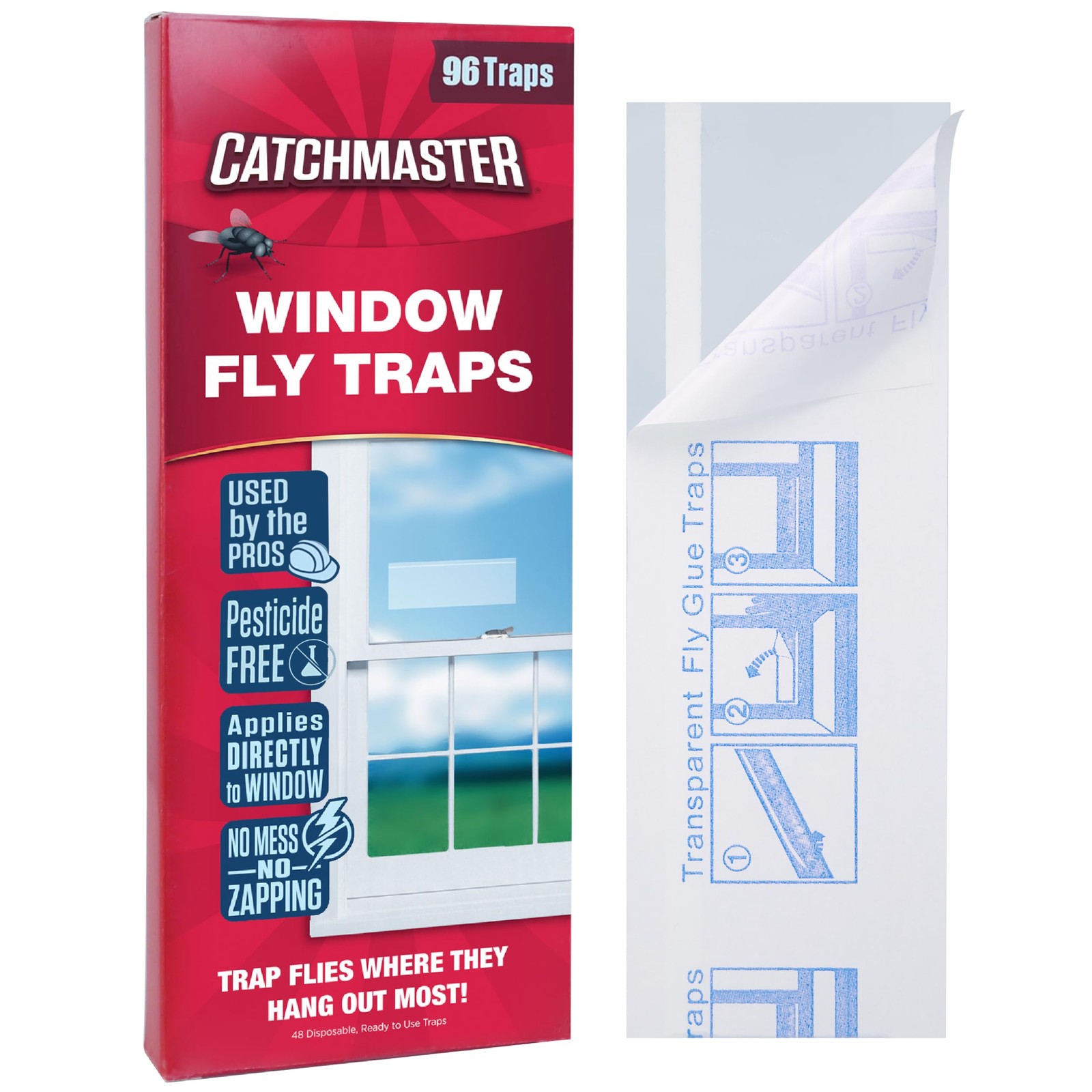 Catchmaster Window Fly Traps 96-Pack Fruit Fly Traps For Indoors Disposable