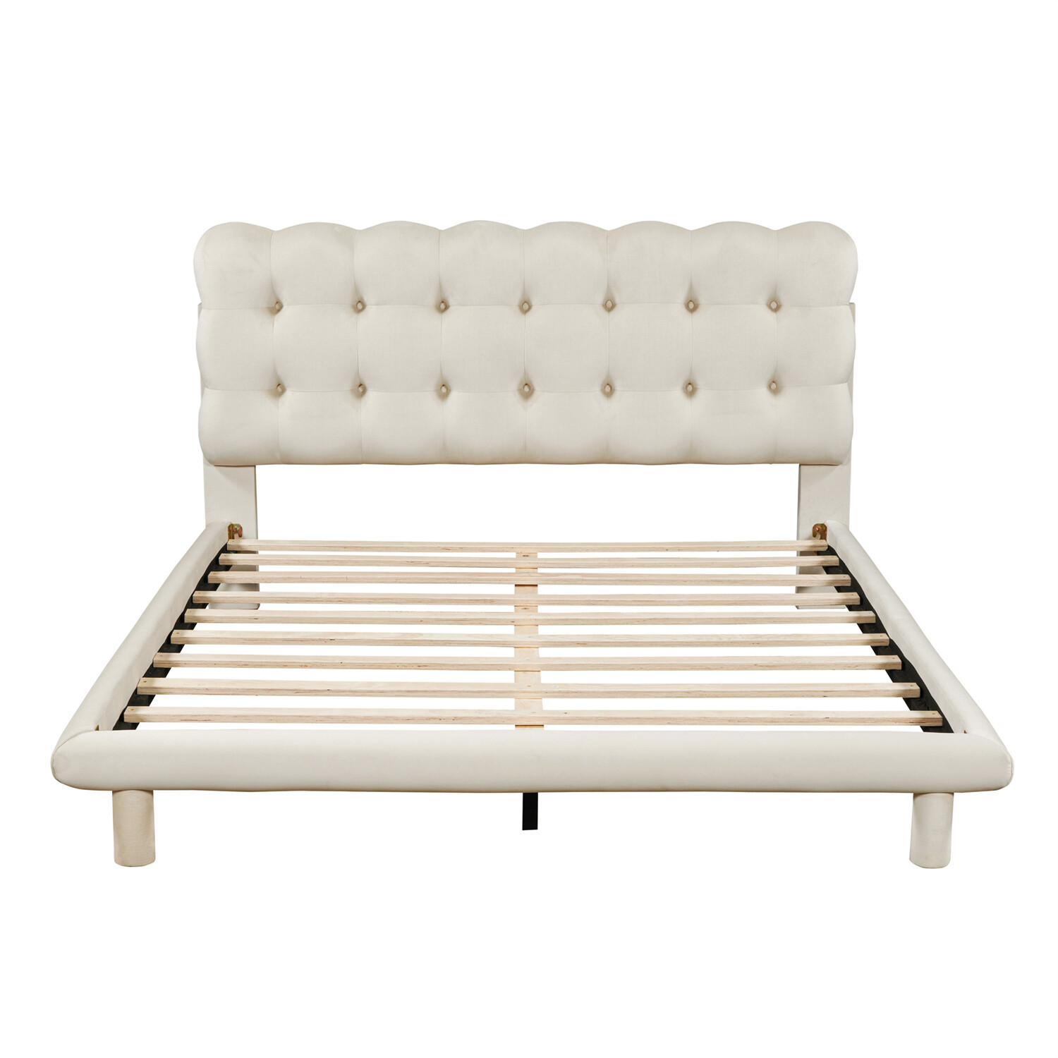 Queen Size Bed Frame Upholstered Platform Bed Frame with LED Light US