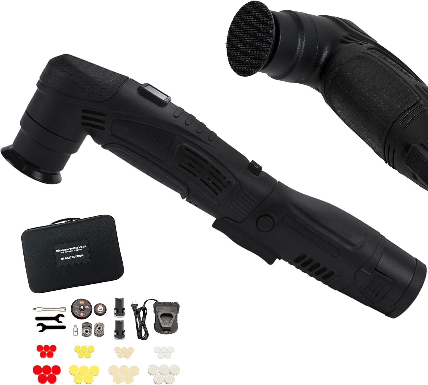 Professional Portable Cordless Polisher M0312 V2 (Black) | Lightweight 1.93 Lbs