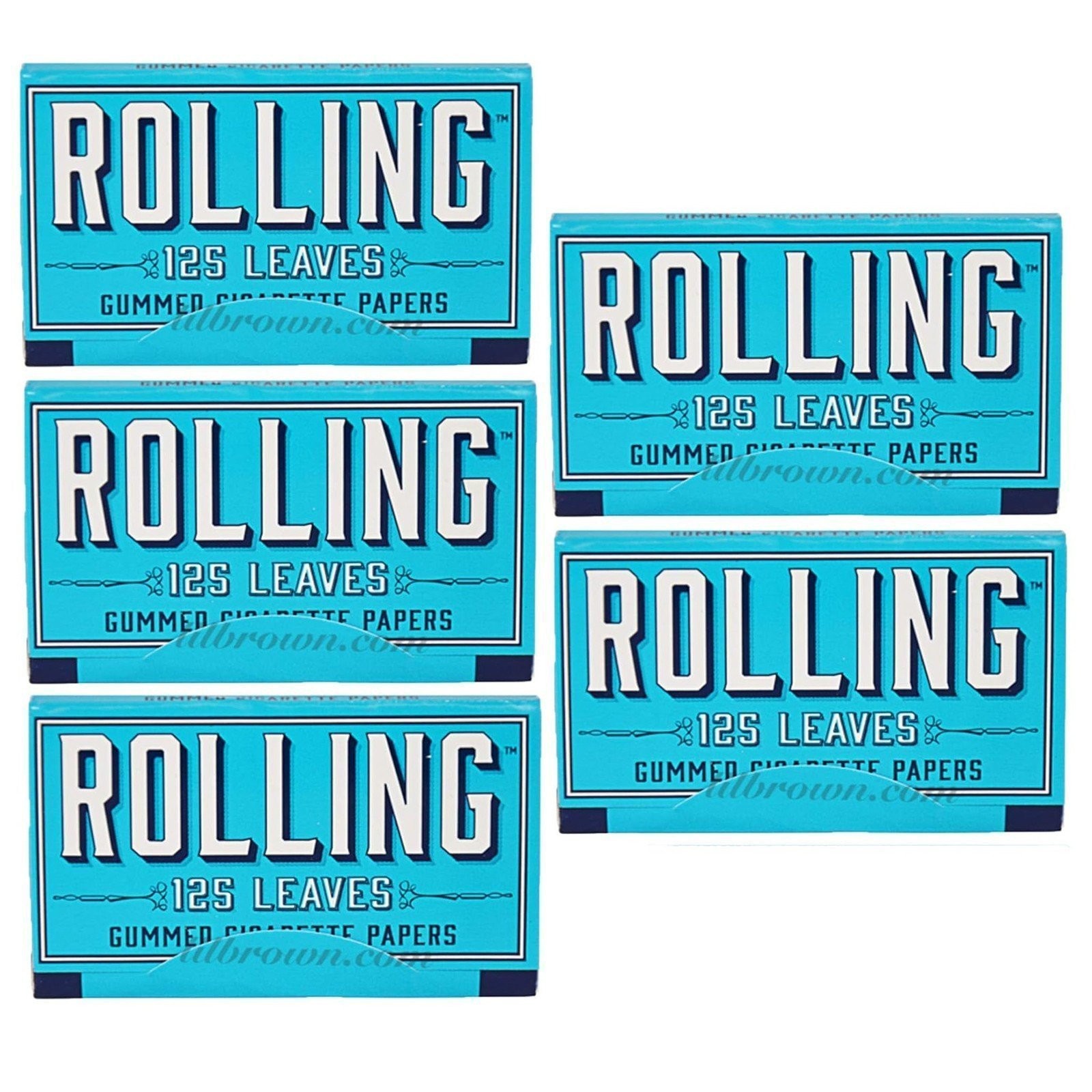 Rolling Brand Gummed Cigarette Papers - 125 Leaves Per Pack(5 Pack)