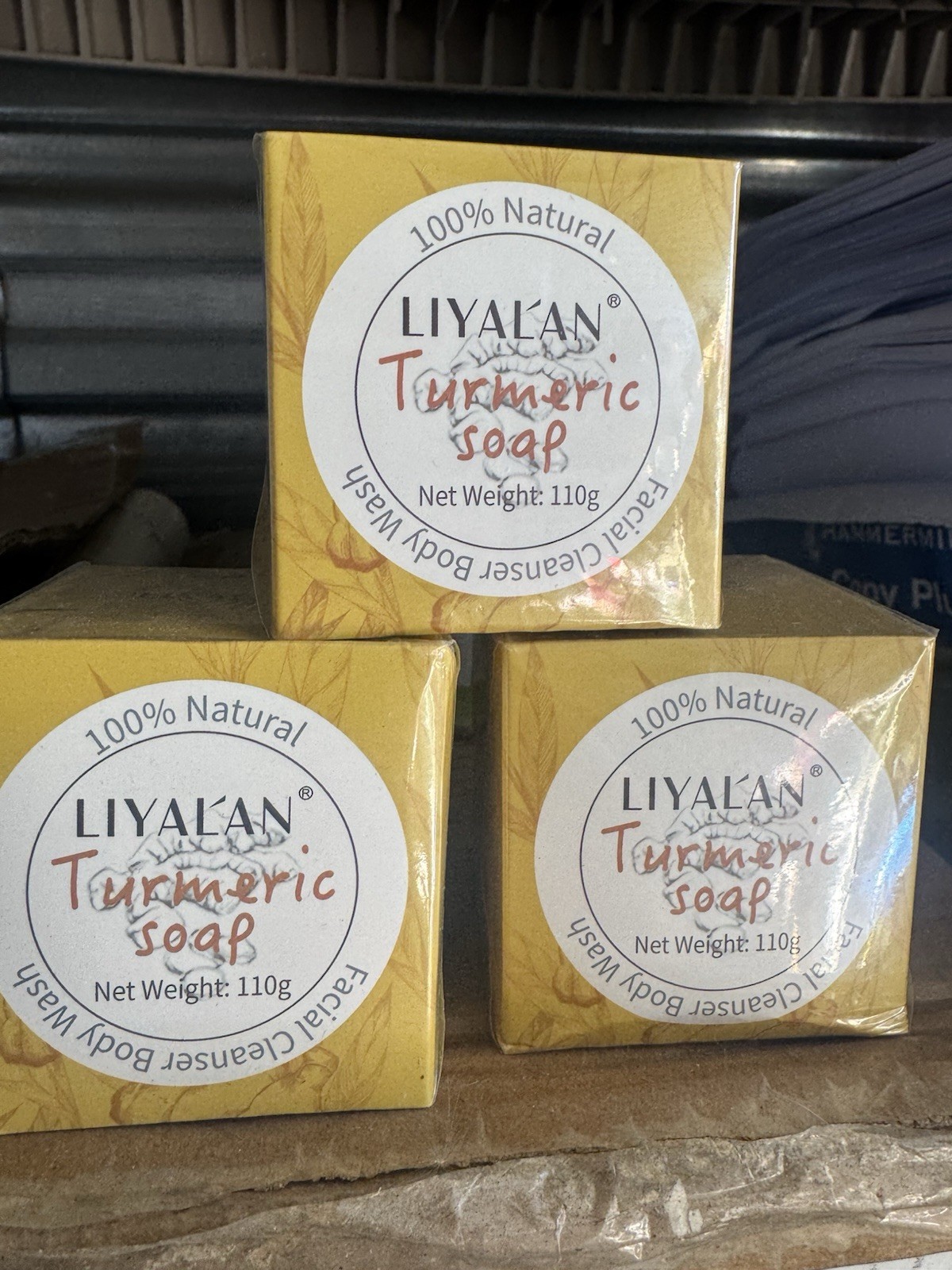 LIYALAN Turmeric Soap 3 Bars) Face Cleansing Anti Acne Handmade 33 Oz per soap