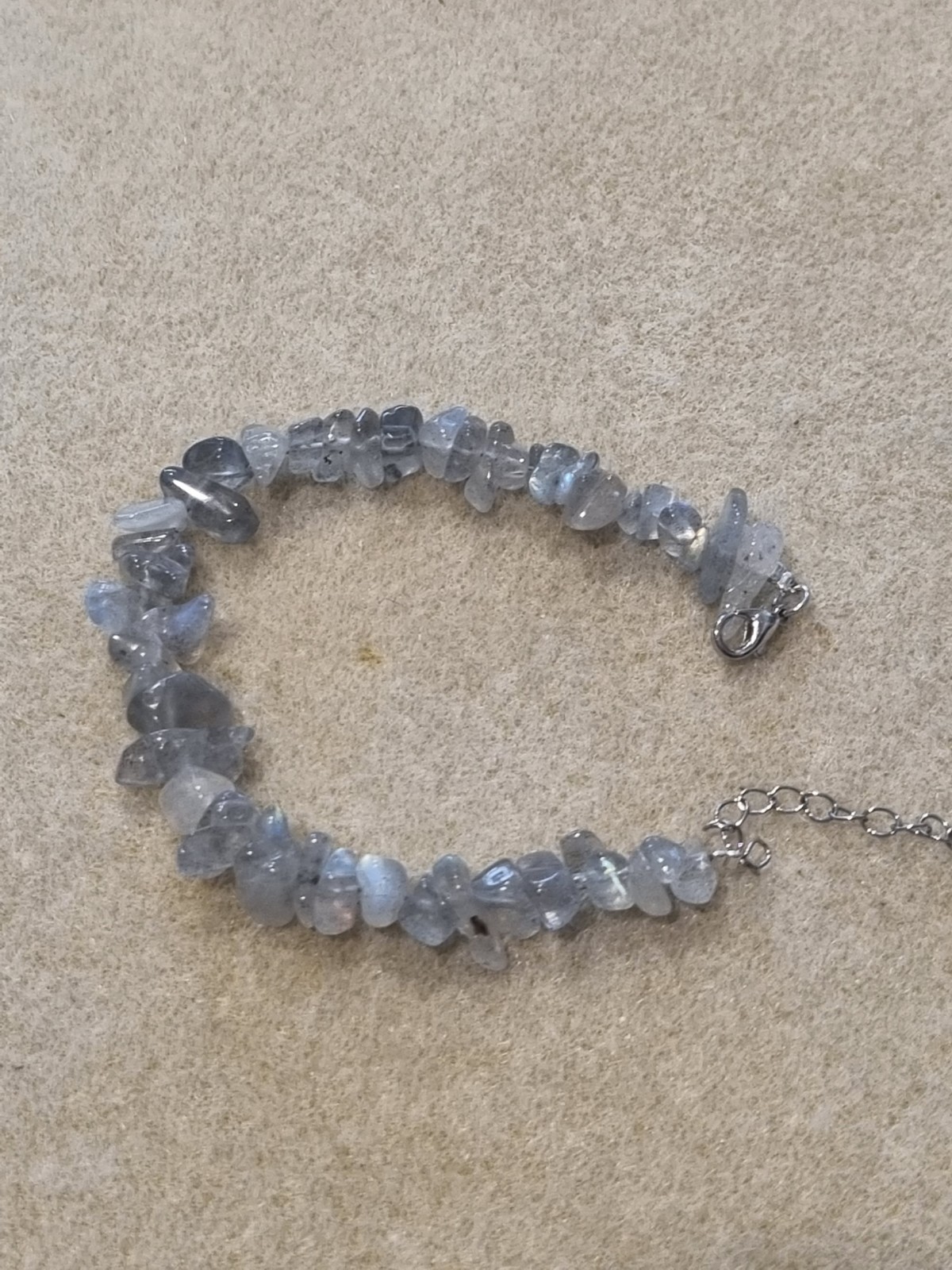 6" Labradorite Chip Bracelet with Extension Chain High Flash