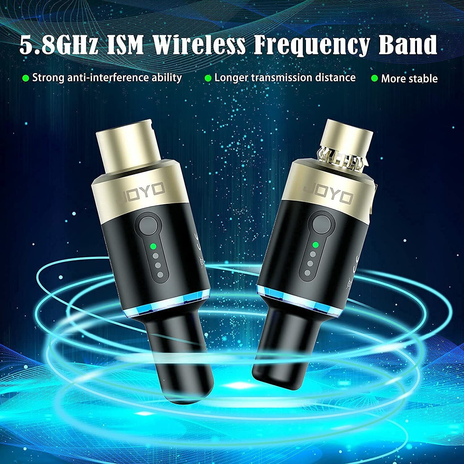 JOYO MW-1 Wireless Microphone System Transmitter Receiver 5.8GHz Plug-on For MIC
