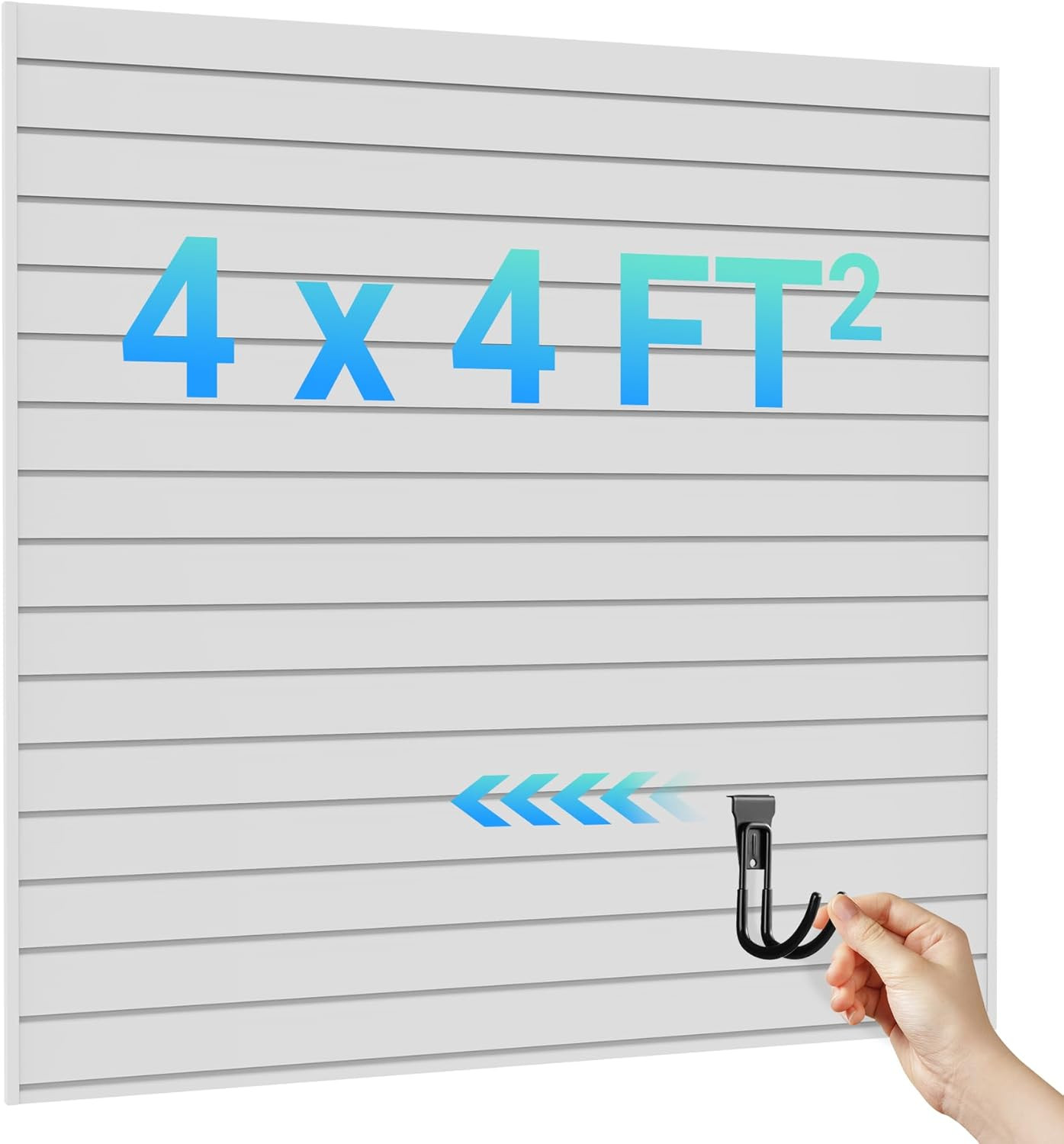 Durable 4x4 Ft Gray PVC Slat Wall Panel - Waterproof & Versatile for Organizatio