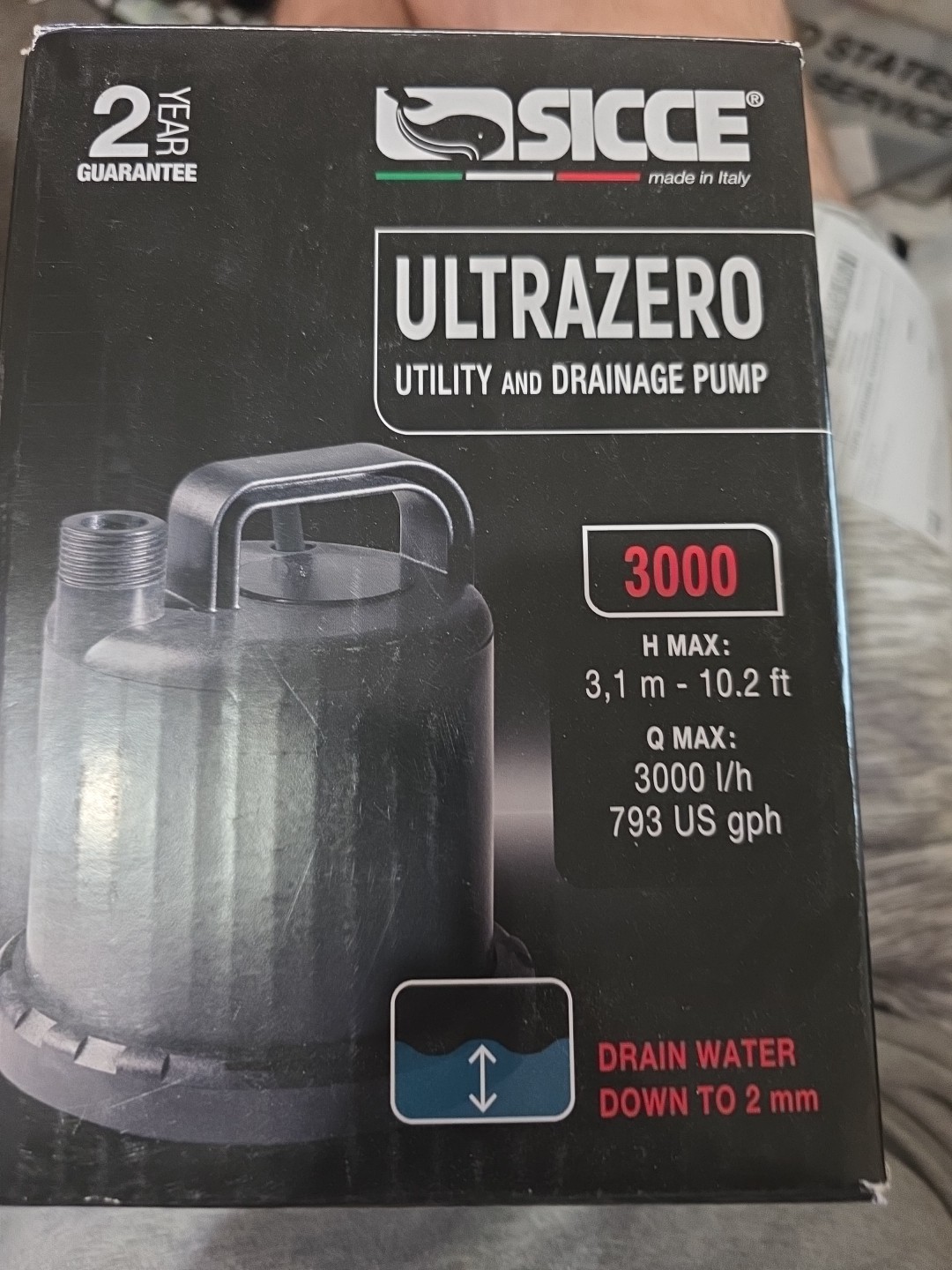 SICCE ULTRAZERO 3000 UTILITY &  DRAINAGE WATER PUMP  793 GPH