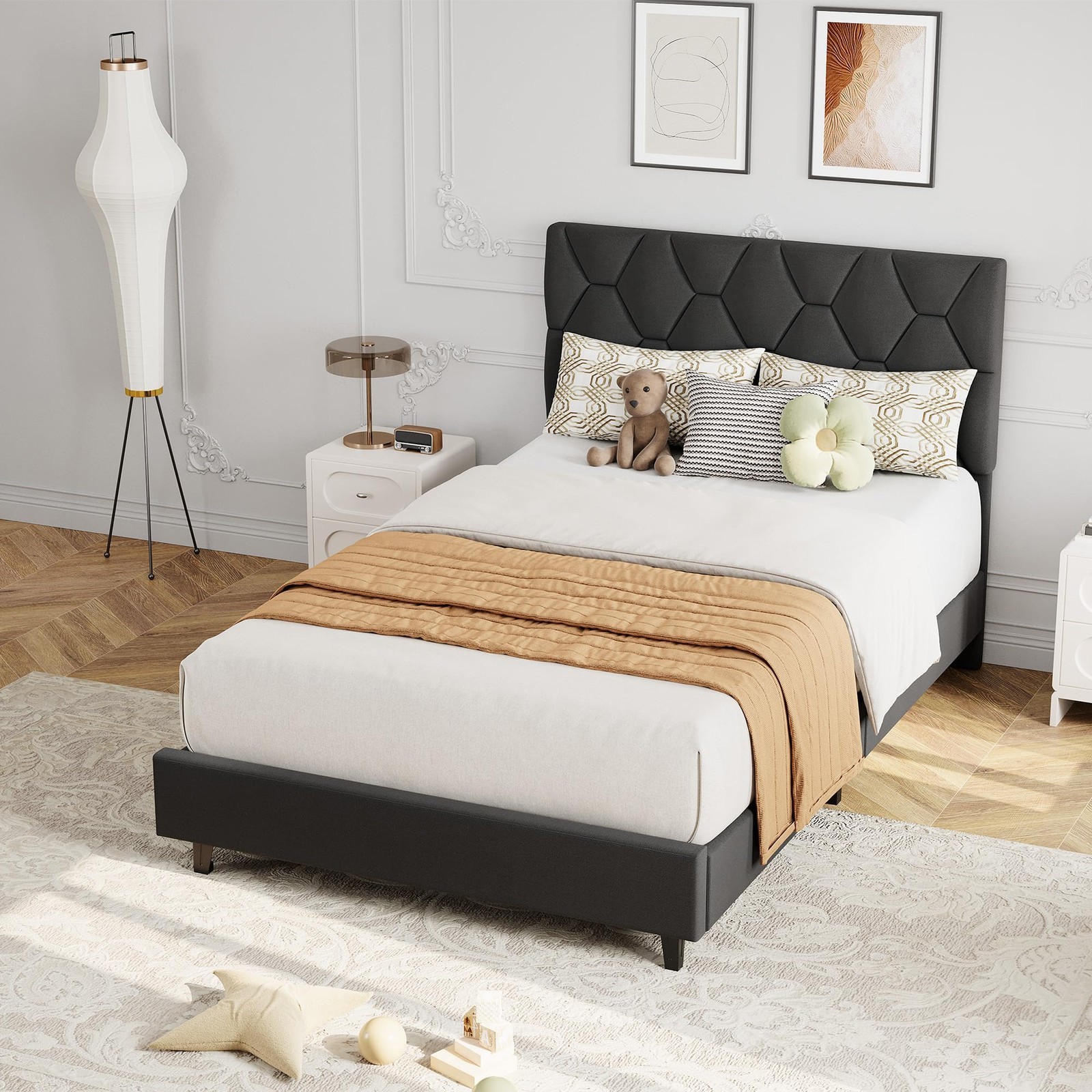 Bedroom Furniture Platform Bed Frame, Modern Bed Frame Designed With Triangular