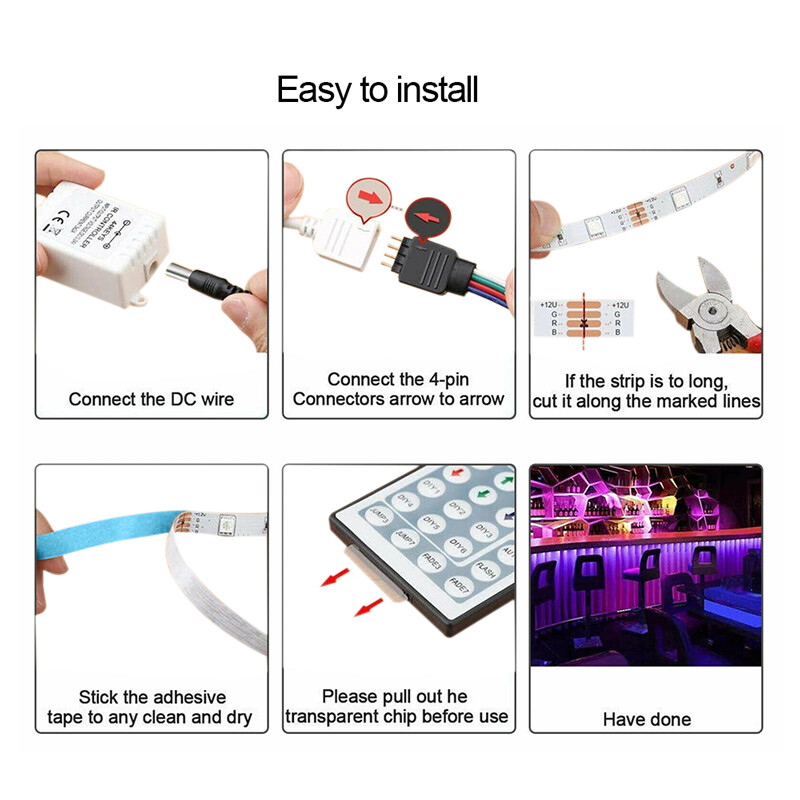 5-15M Led Strip Lights Color Changing String Light + Remote Adhesive Backing