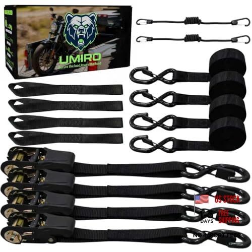 Ratchet Tie Down Straps 4-Pack, 1 Inch x 15 Feet, 2200lbs Break Strength with