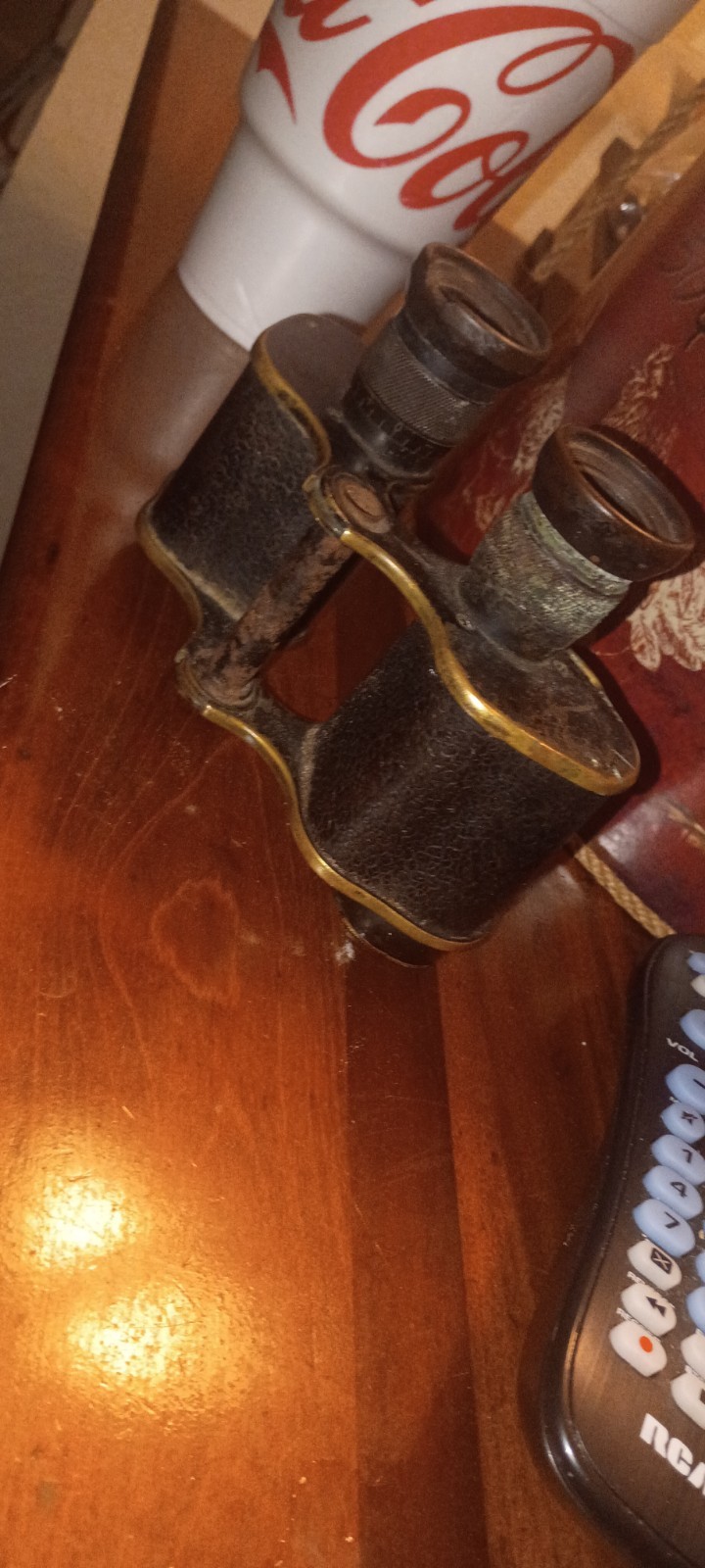 Vintage World War II Era Military Binoculars Leather Grips