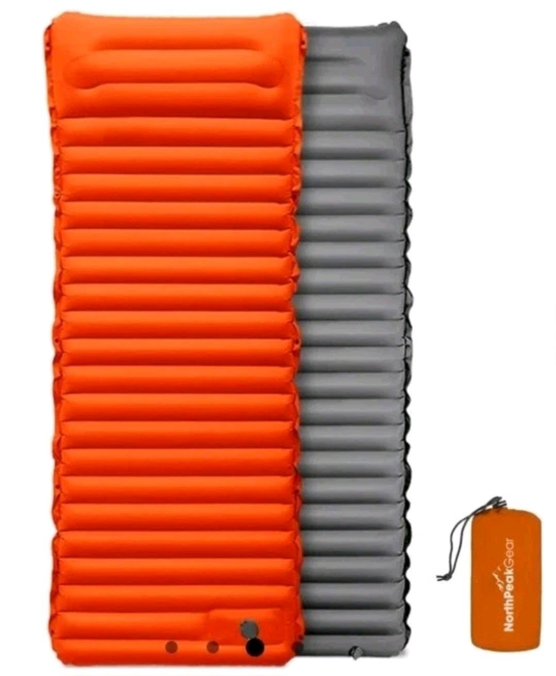 North Peak Camping Inflatable 77x27.5x4" Ultralight Orange Air Mat Sleeping Pad