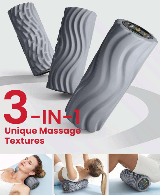 Vibrating Foam Roller 5-Speed Deep Tissue Massage Rechargeable Portable