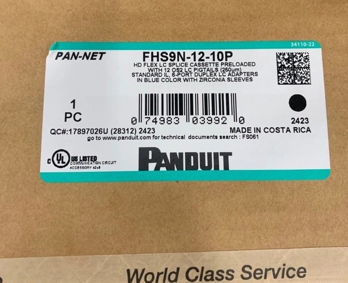 PANDUIT FHS9N-12-10P HD Flex LC Splice Cassette, OS2, 12 Fiber