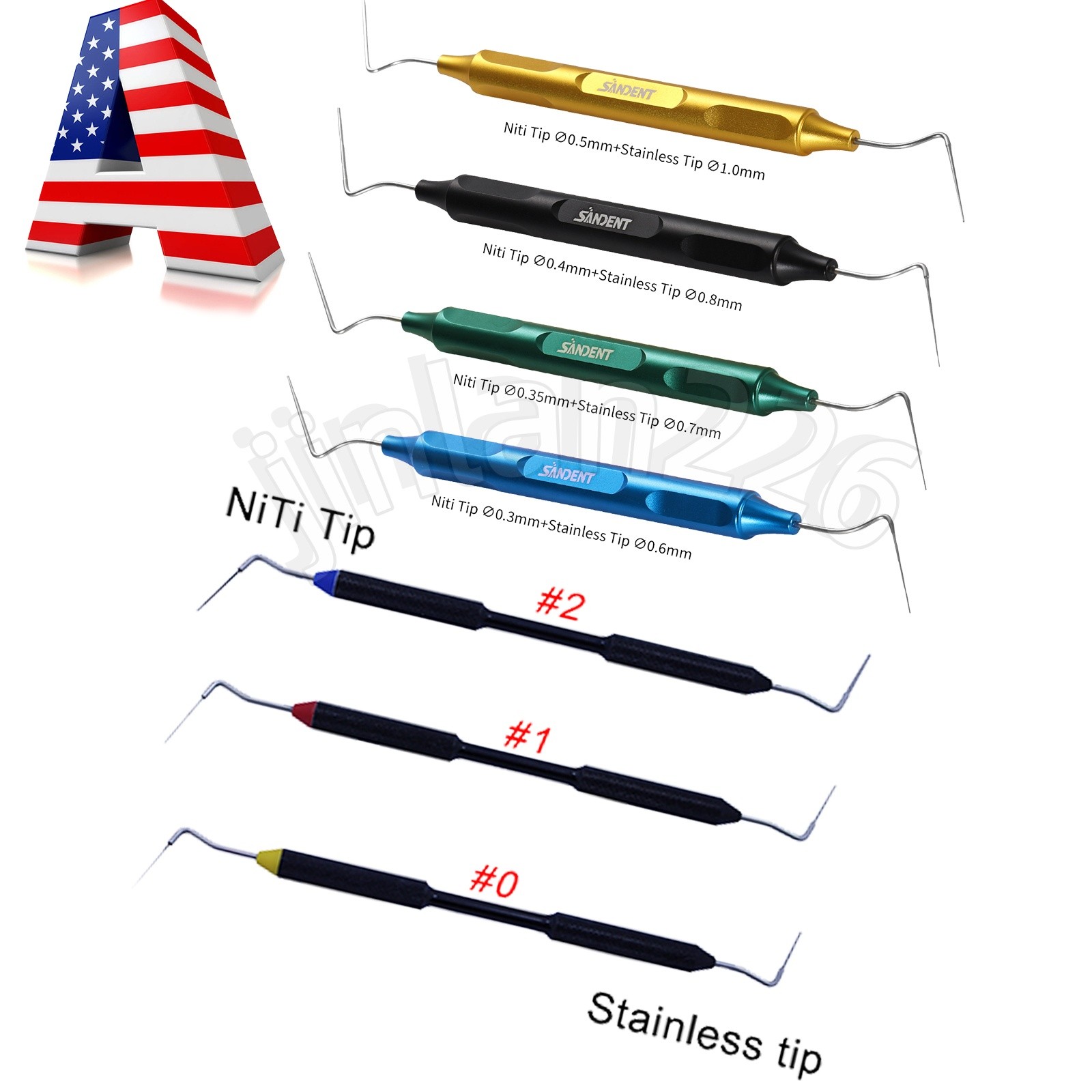 Dental Sybronendo Endo Buchanan Hand Plugger Niti Tip Fill Obturation #0 1 2