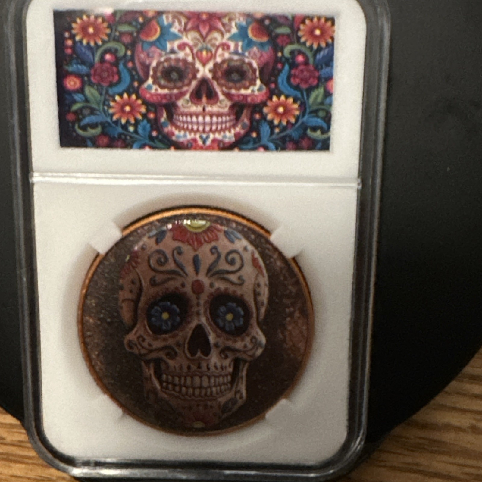 Mexican Day of the Dead Sugar Skull Copper Coin 1 AVDP Oz .999 in slab