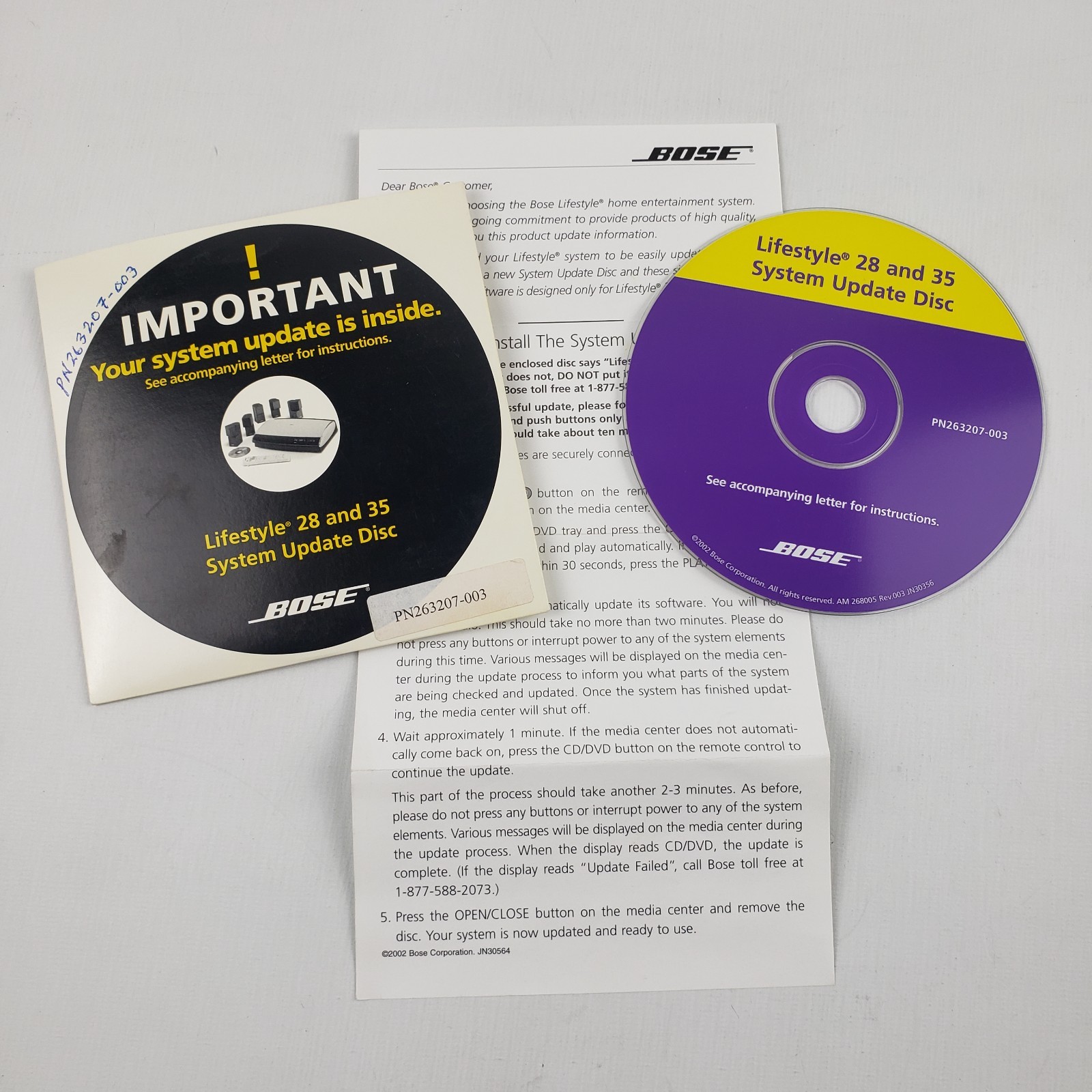 Bose Lifestyle 28 and 35 System Update Disc 2002 P/N 263207-003