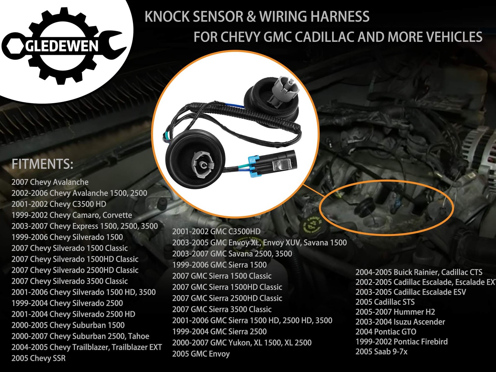 Dual Knock Sensors with Wiring Harness Kit | Sensor 5.3 Sensors+Harness