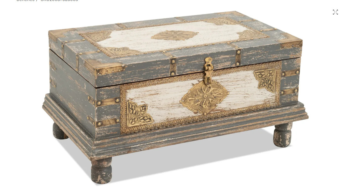 Cement Gray & Off White 19'' Accent Trunk