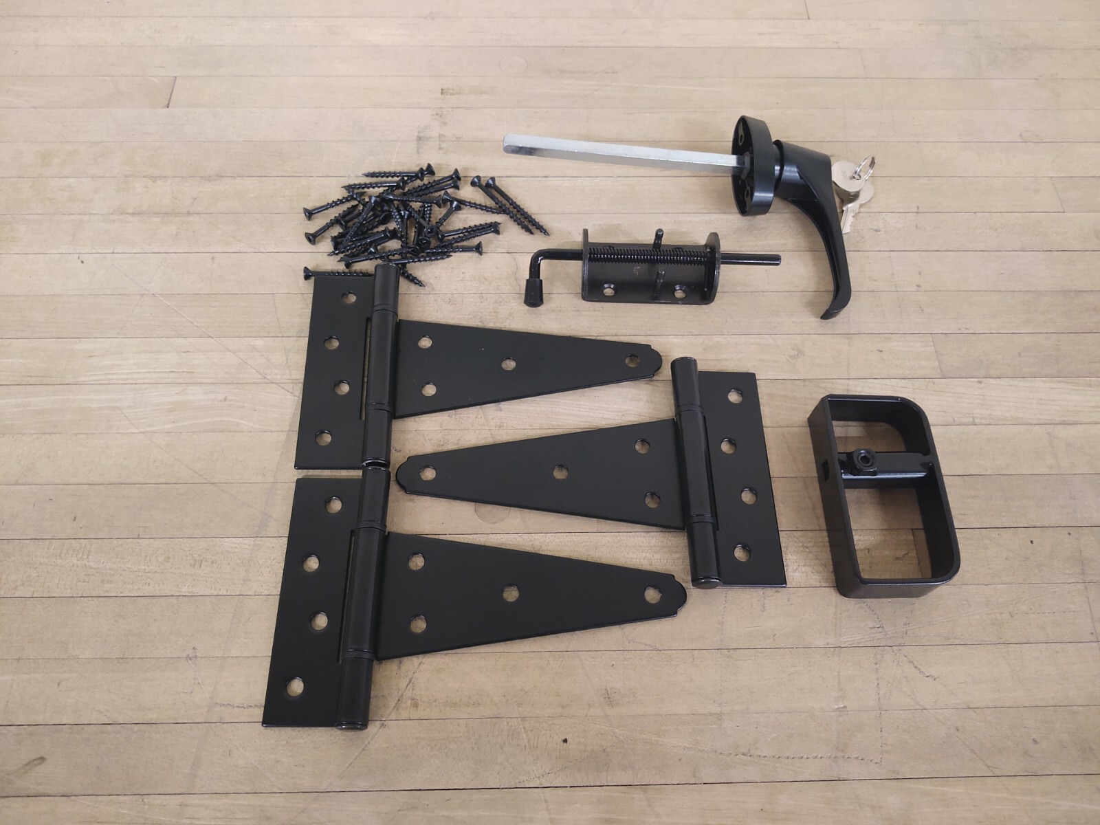 Shed Hardware Kit, Single Door shed kit, 6" hinges with L-handle and barrel bolt