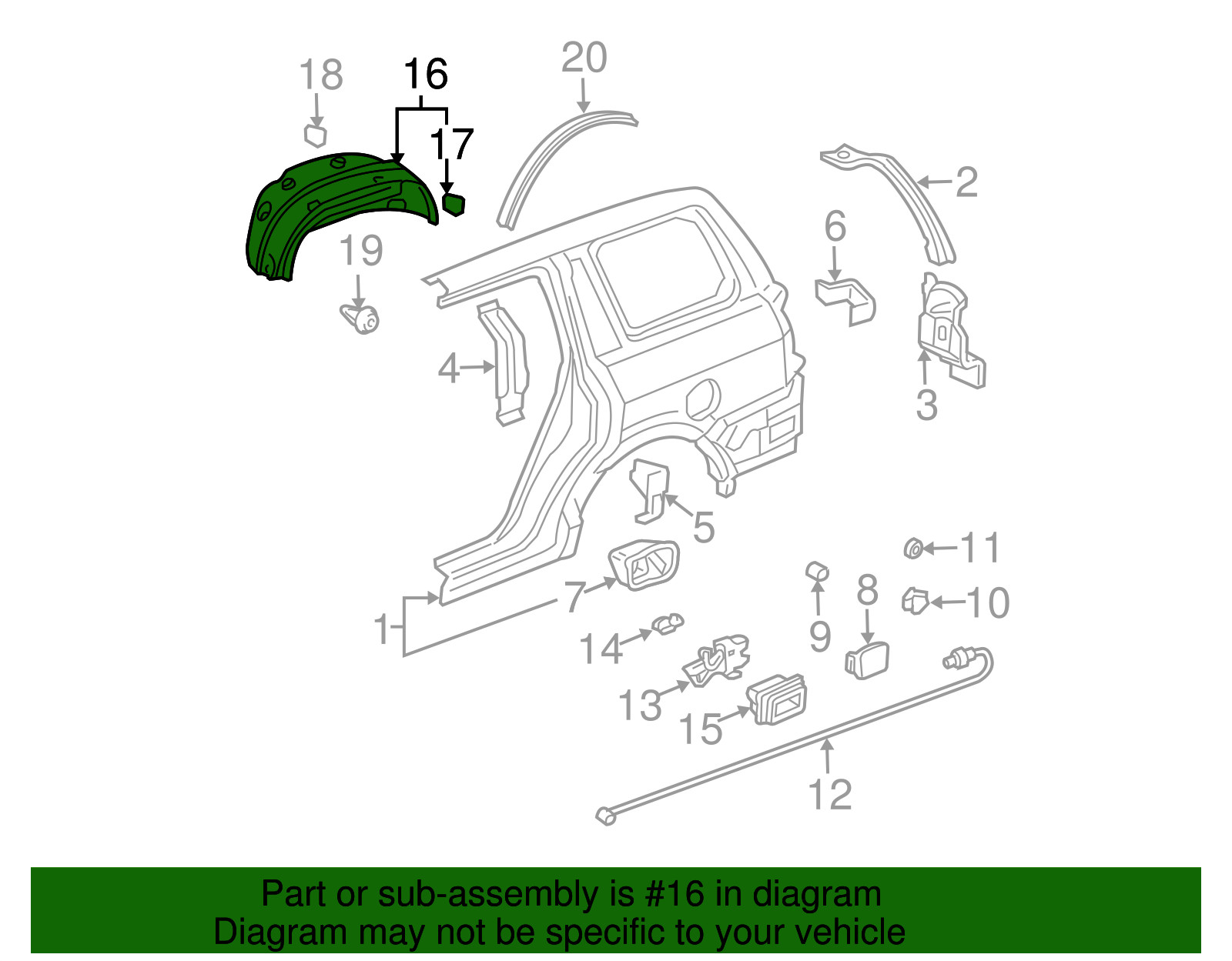 Genuine Honda Quarter Panel Splash Shield 74551-S9V-A00