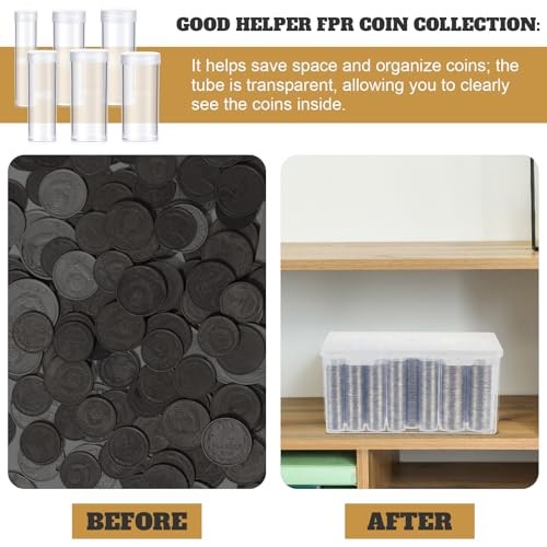34 Pcs Coin Tubes Assorted Sizes with 1 Plastic Storage Box Assorted Coins 35