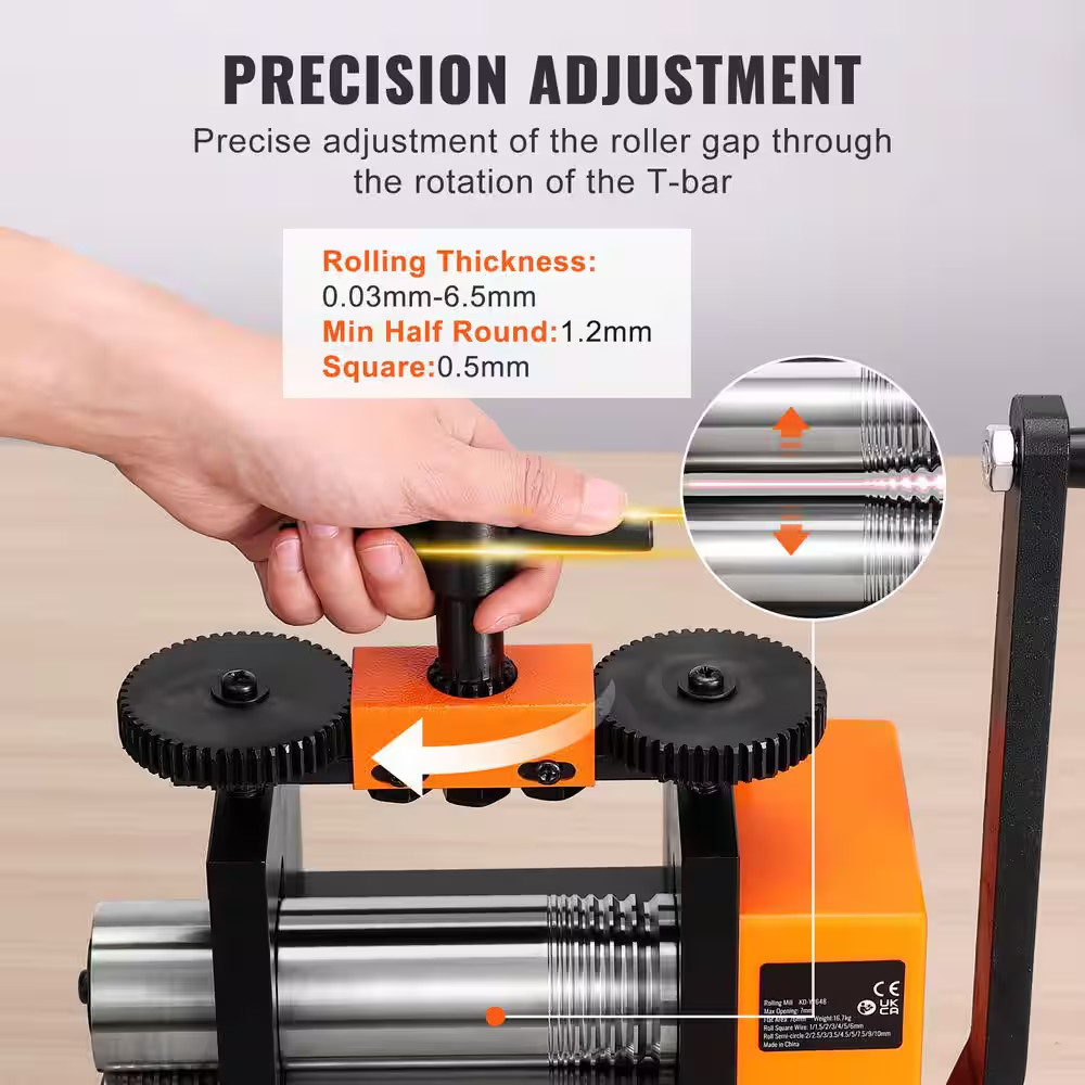 75 Mm Jewelry Rolling Mill, 3-In-1 Multi-Function Rolling Machine, 1:2 Gear Rati
