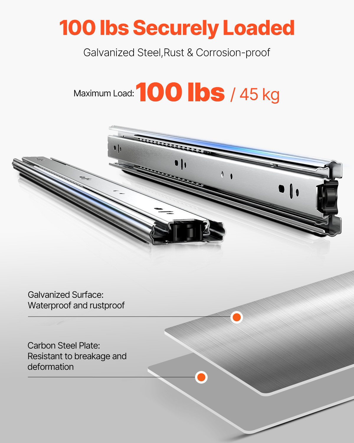 10 Pairs 24" Heavy Duty Ball Bearing Drawer Slides Full Extension 100 LB Load