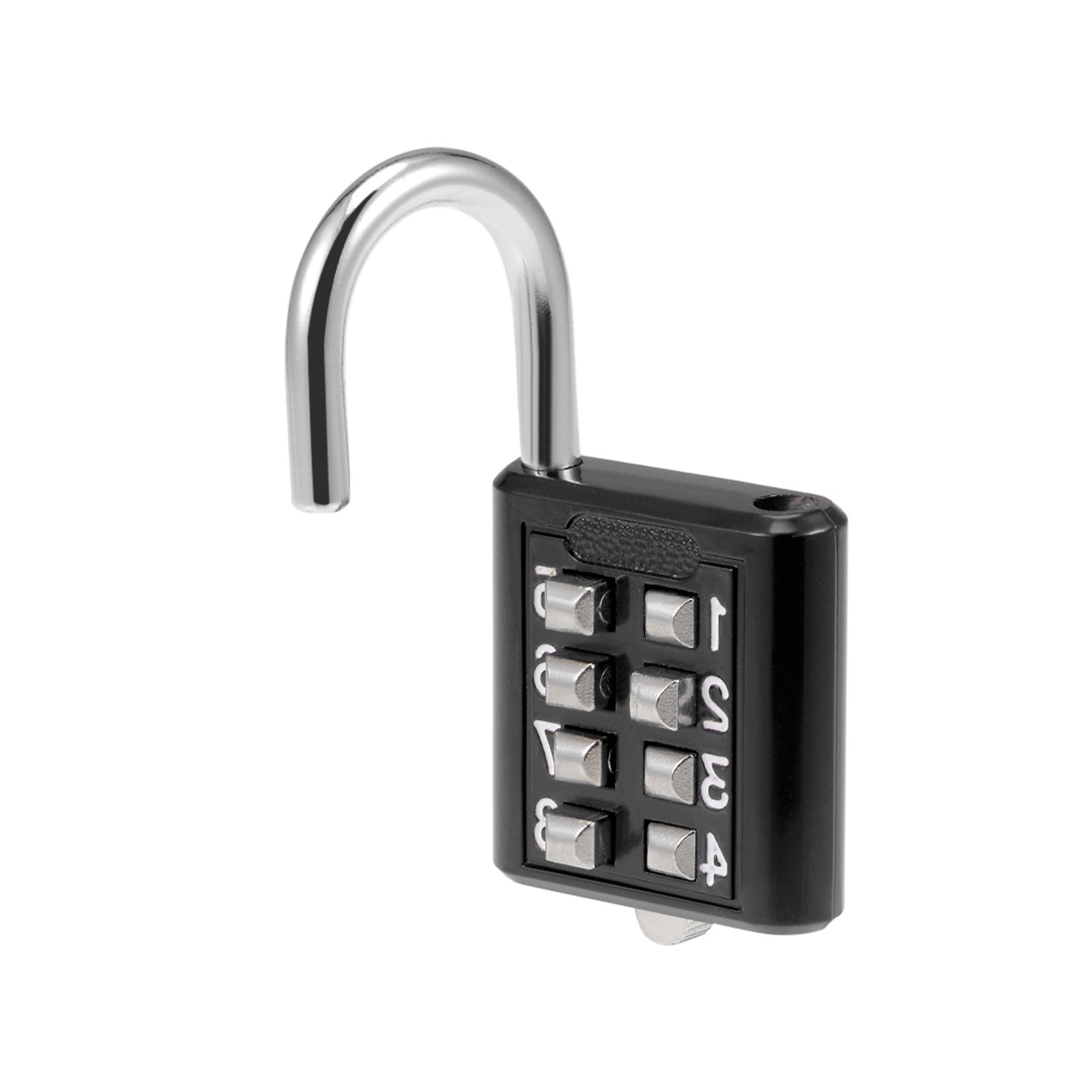 8 Digit Combination Padlock Zinc Alloy Padlock Push Button Lock 5mm Black