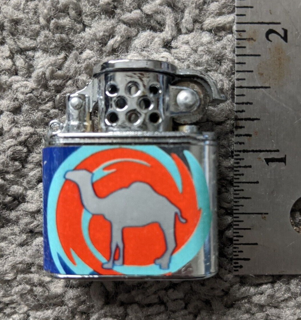 VTG NEW CAMEL CIGARETTES PROMO SWIRL ORANGE LIGHTER METAL FLIP TOP REFILLABLE
