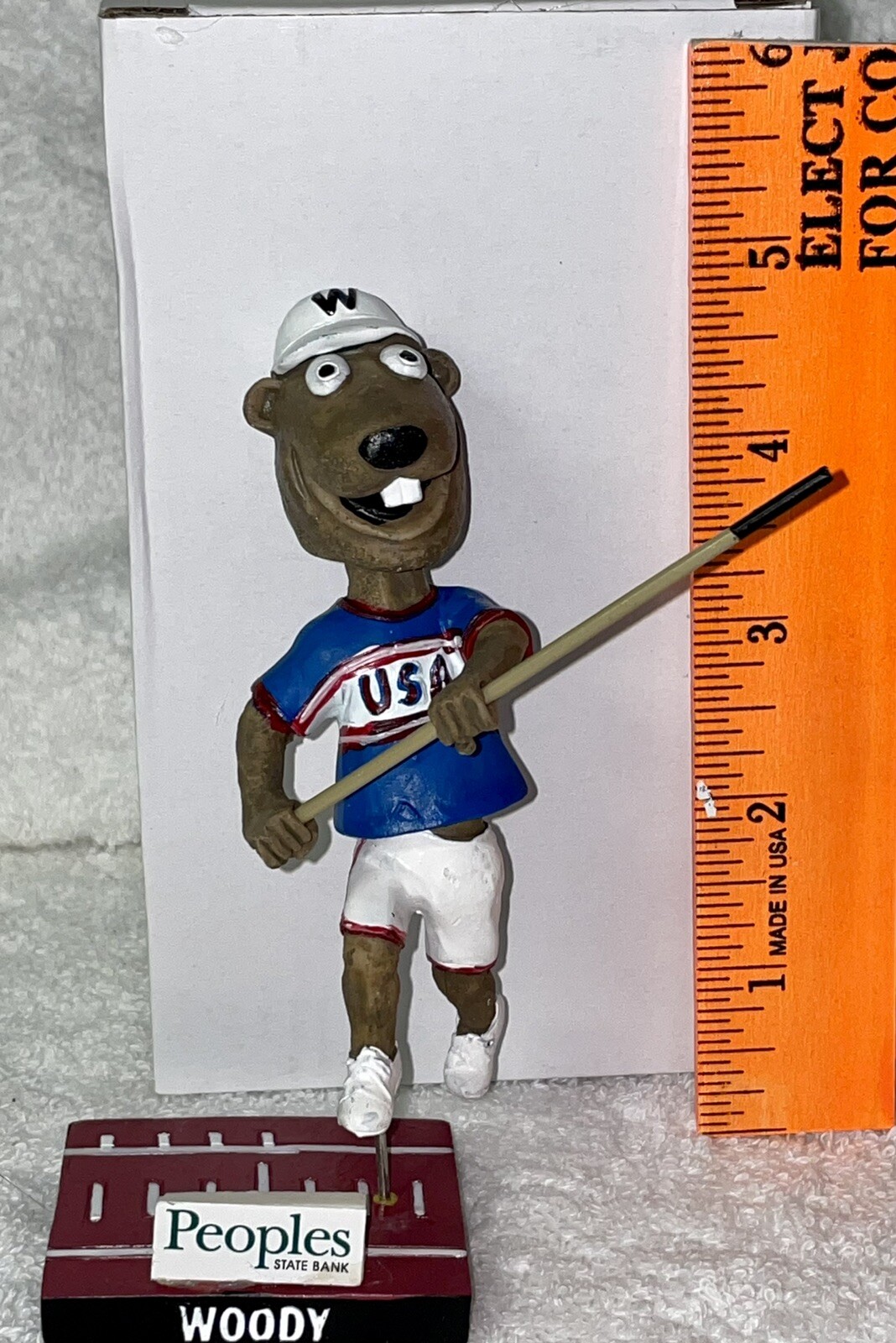 Olympic Pole Vault Woody Wisconsin Woodchucks Team USA Gold Medal Bobblehead
