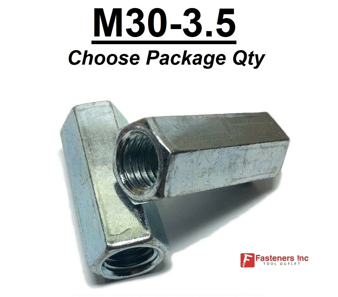 M30-3.5 Coarse Metric Class 6 Hex Threaded Rod Coupling Nut Zinc Plated DIN 6334