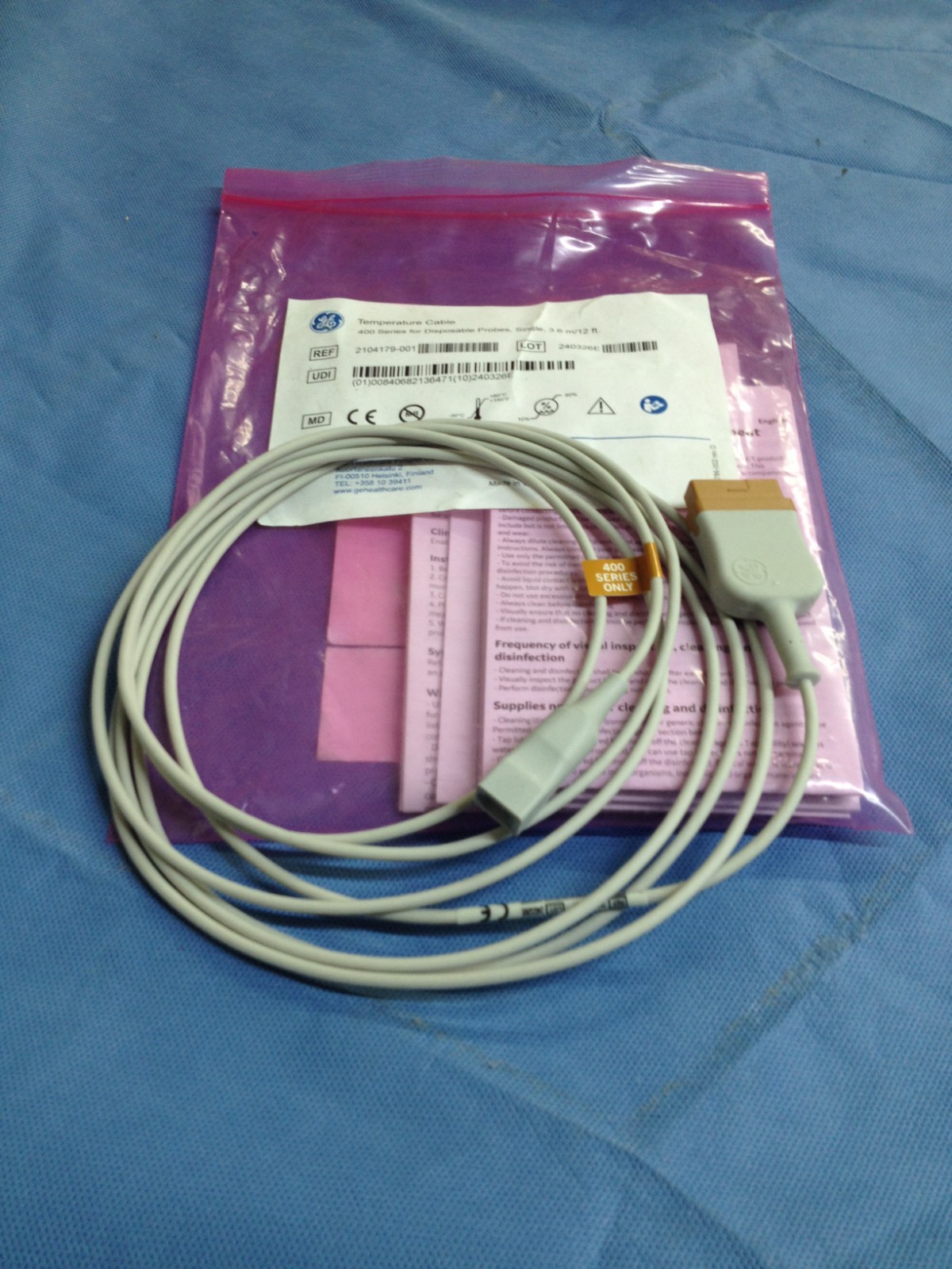 GE Temperature Cable 2104179-001 400 Series for Disposable Probes 3.6m-12'