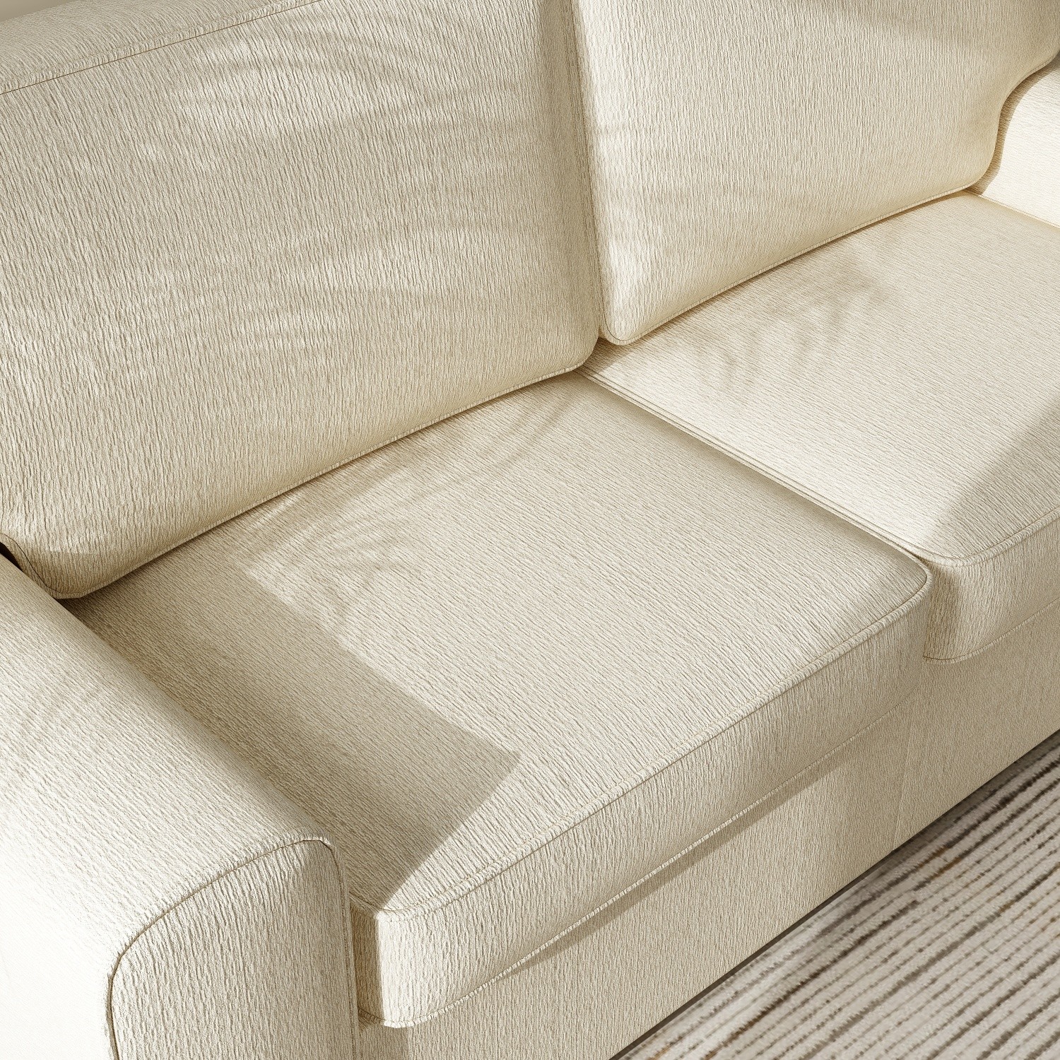 Modern Loveseat Sofa Fabric Couch w/ Sturdy Metal Frame for Apartment Beige/Gray