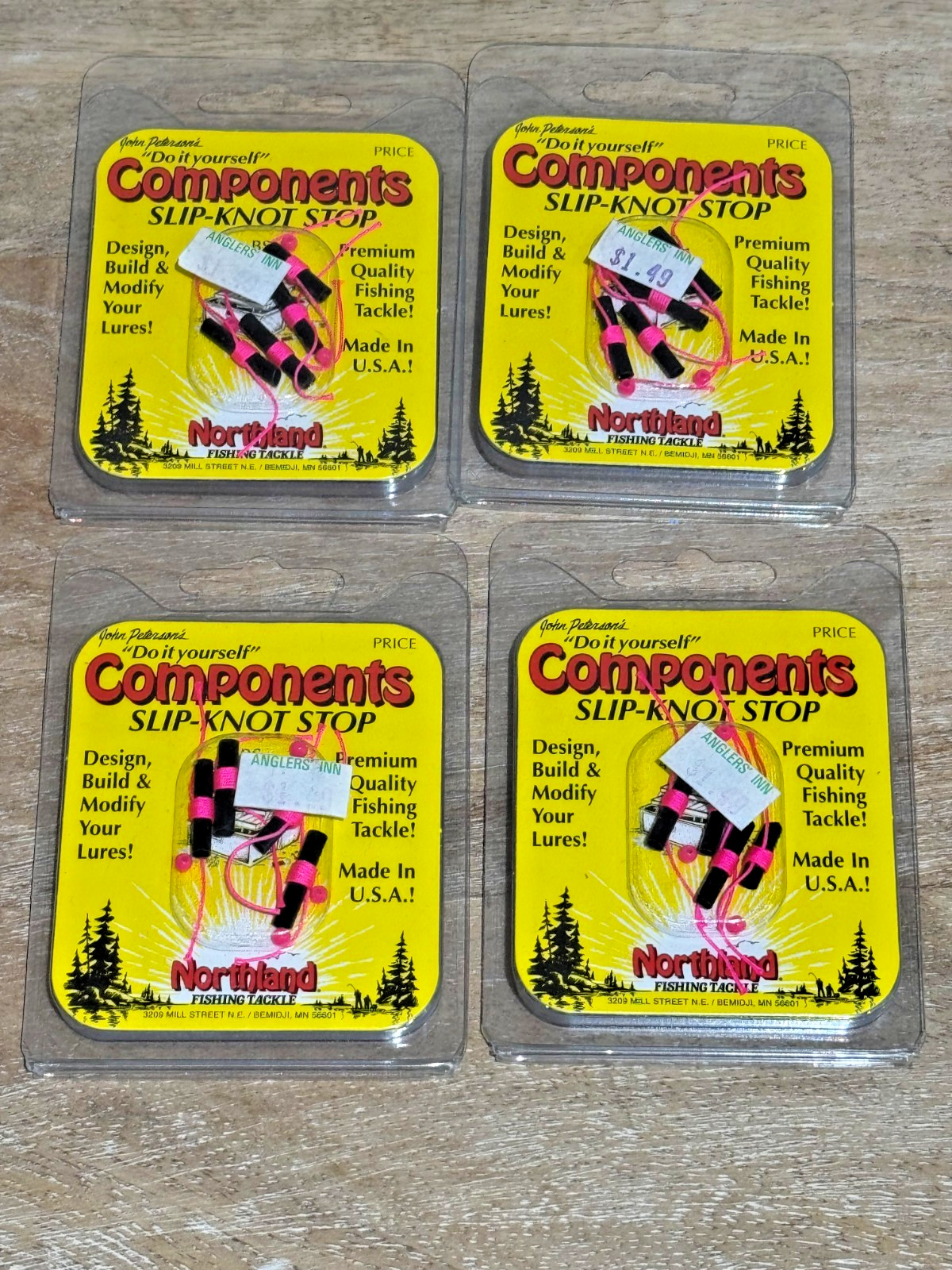 Lot 4 pack (16 pcs) Vintage Northland Fishing Tackle - Slip-Knot Stop - PINK
