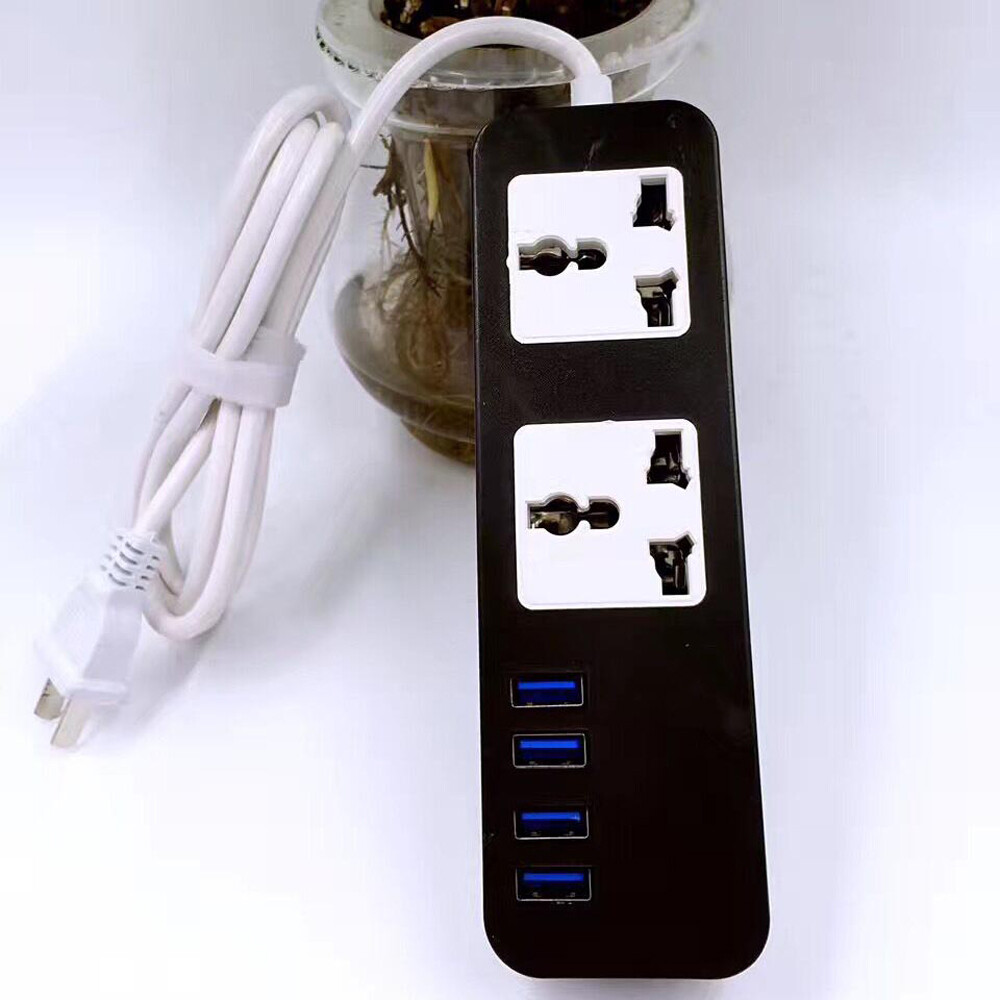 Power Strip 2 Outlet Plugs 20W 5V/4A 2x 2A 2 x1A USB Ports 3ft Cord Portable