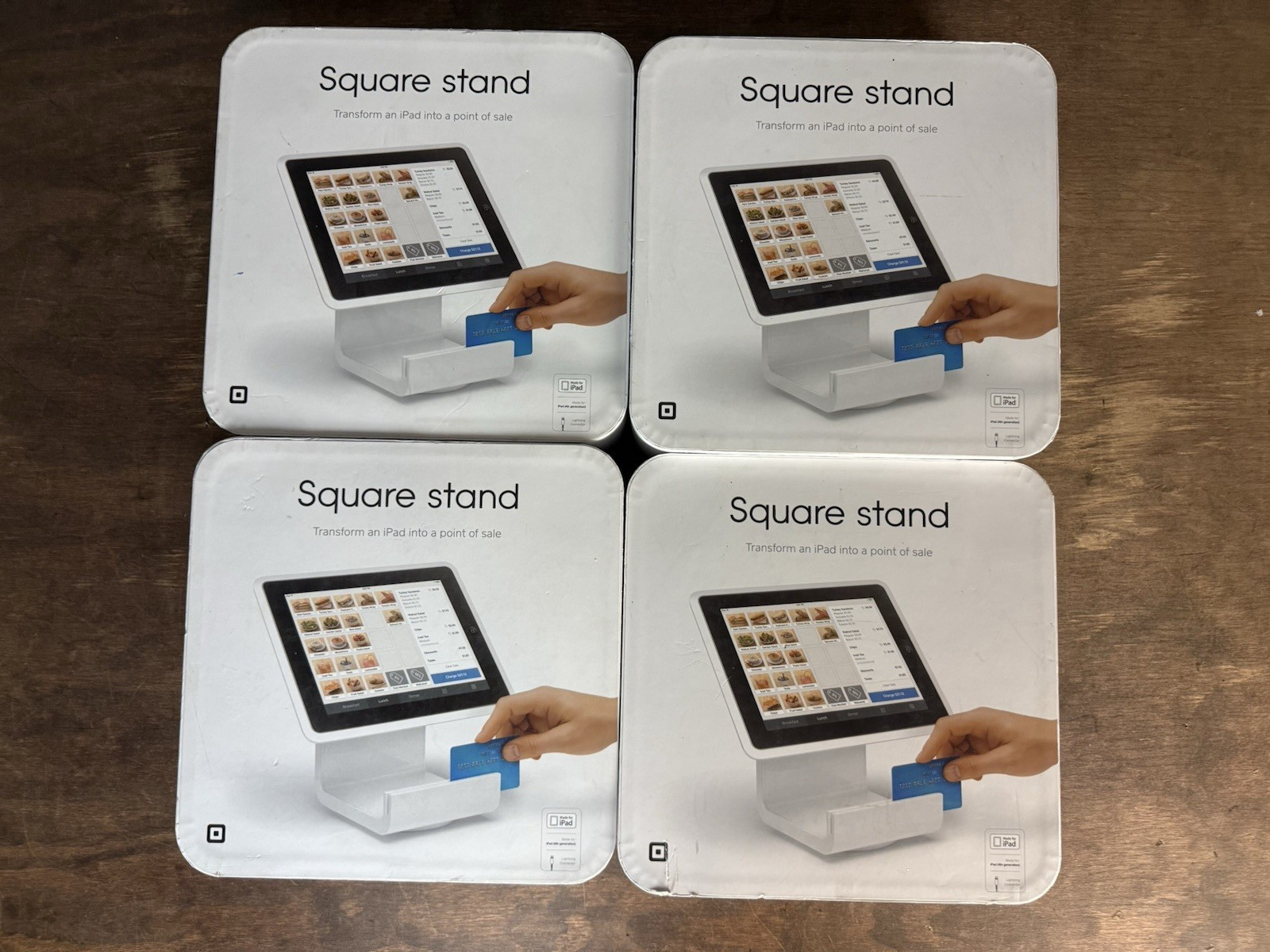 4 SQUARE STAND IPAD STANDS LOT PARTS NOT ALL COMPLETE