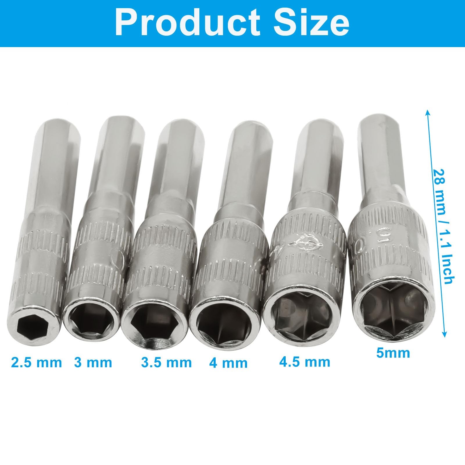 6 in 1 Hex Socket Adapter with H4 Shank