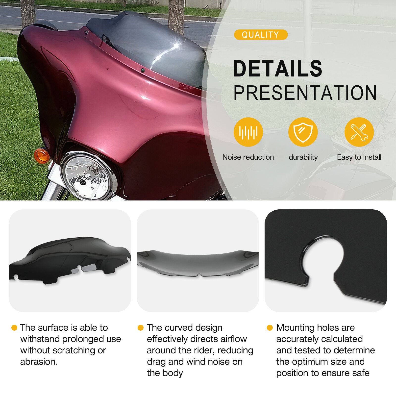 6" Wave Windshield Windscreen Fairing For Harley Electra Glide Classic CVO 2004