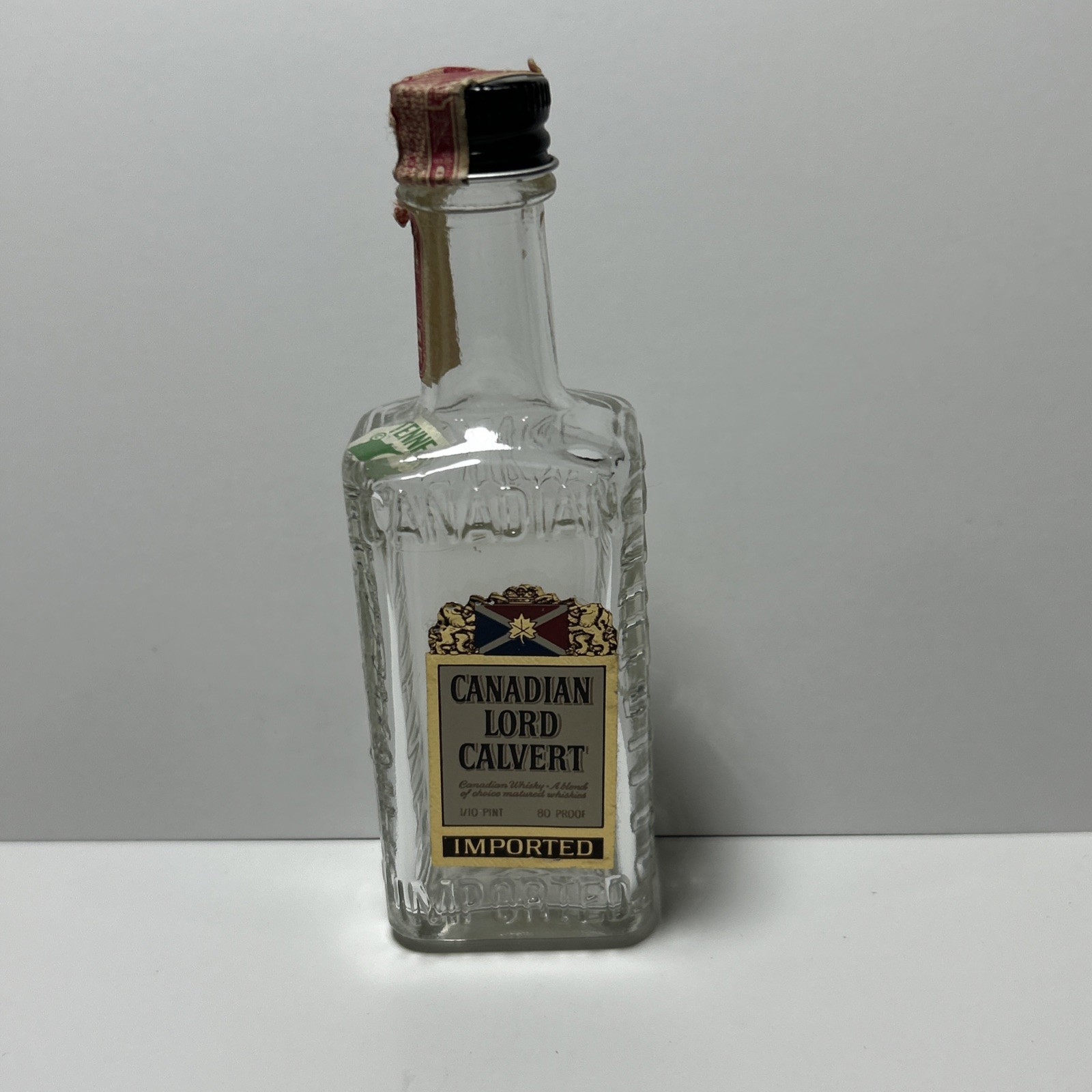 Vintage Canadian Lord Calvert  1/10th Pint Whisky Bottle