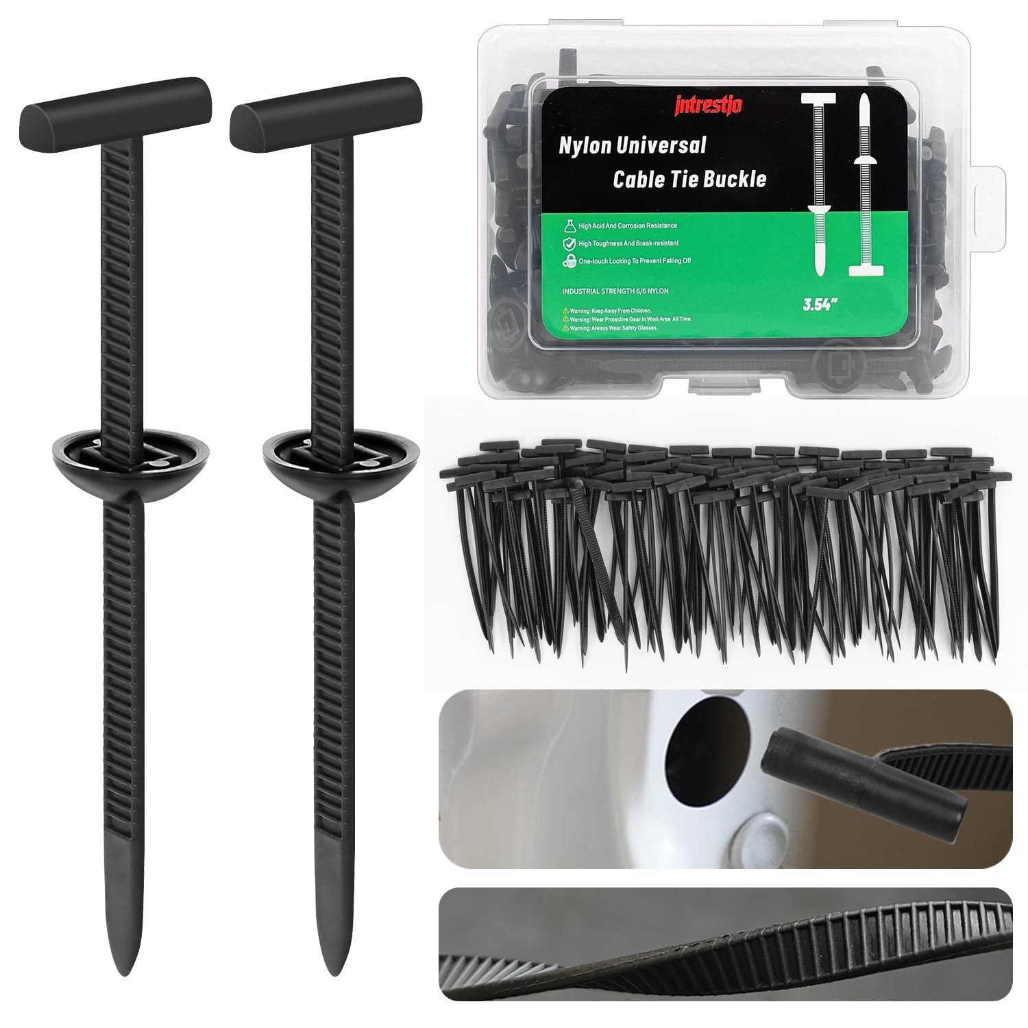 200PCS Nylon Universal Cable Tie Buckle with Dual-Side Gear, 200 Piece