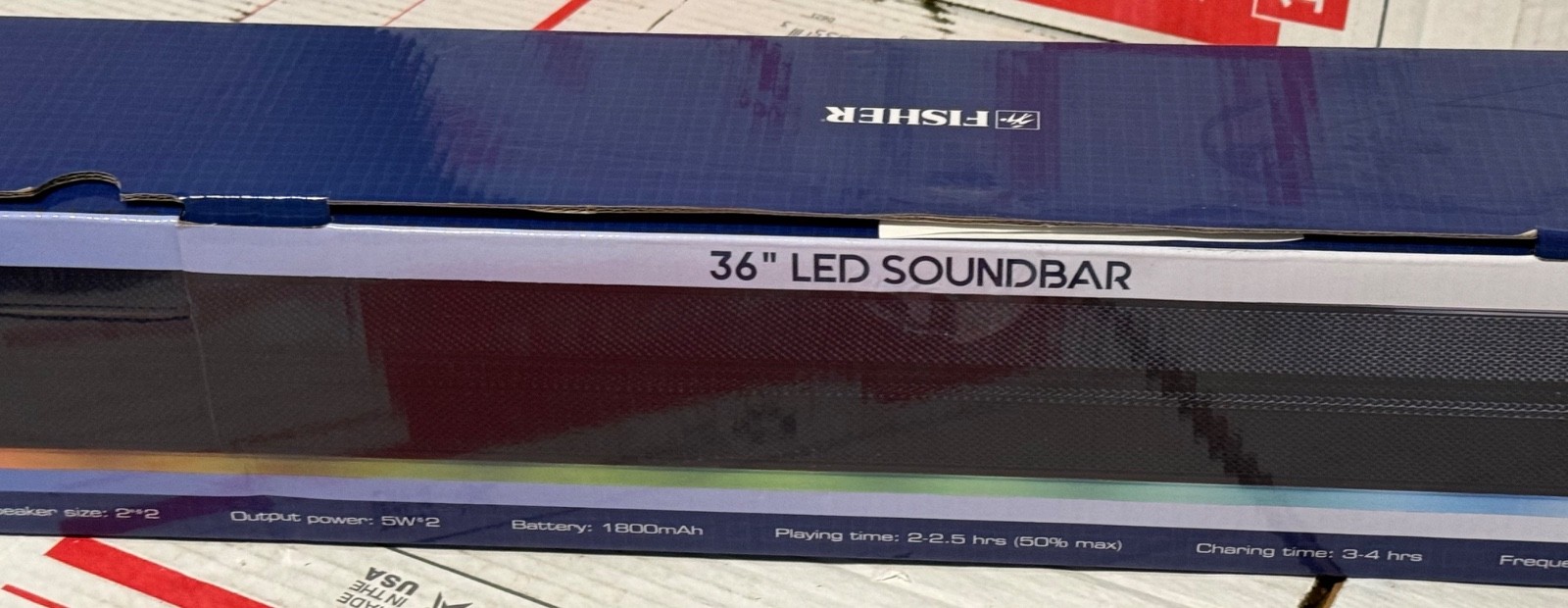 FISHER  36”  SOUNDBAR  w/ BLUETOOTH ,  LED LIGHTS , & REMOTE CTRL FSB239K  (NEW)