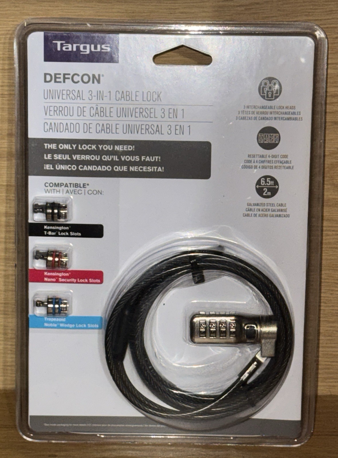 DEFCON Universal 3-in-1 Cable Lock