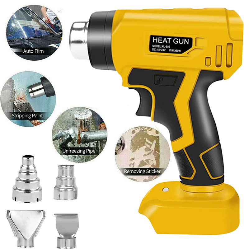 Cordless Heat Gun Hot Air Gun For Dewalt 20V Max Li-ion Battery w/4 Nozzles 360W
